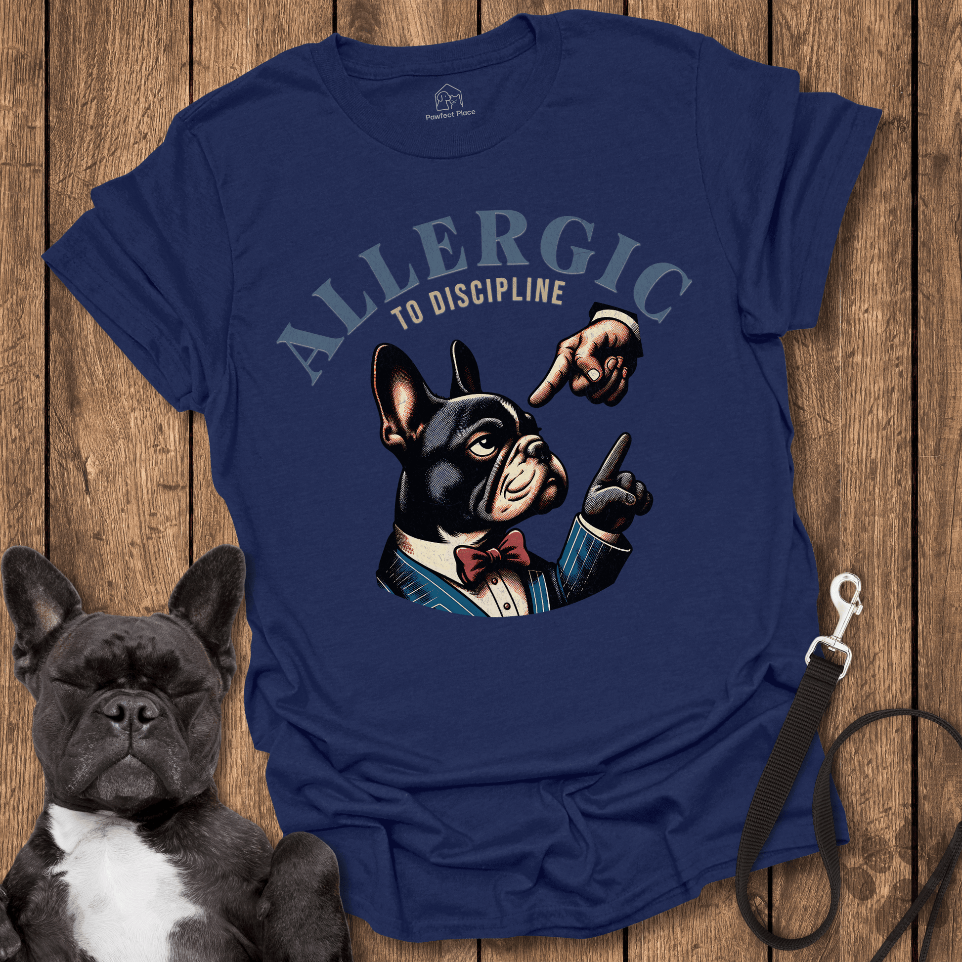 Frenchie T-Shirt, Allergic To Discipline, Bad Frenchie - Dog Shirt