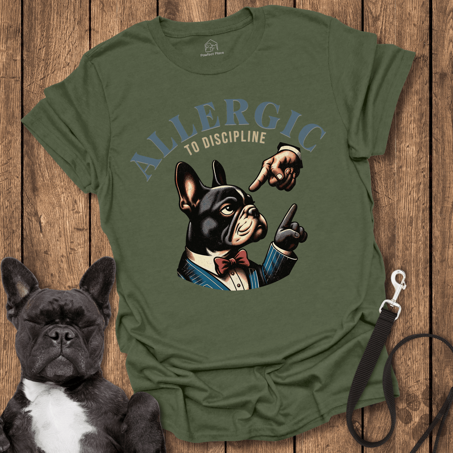 Frenchie T-Shirt, Allergic To Discipline, Bad Frenchie - Dog Shirt