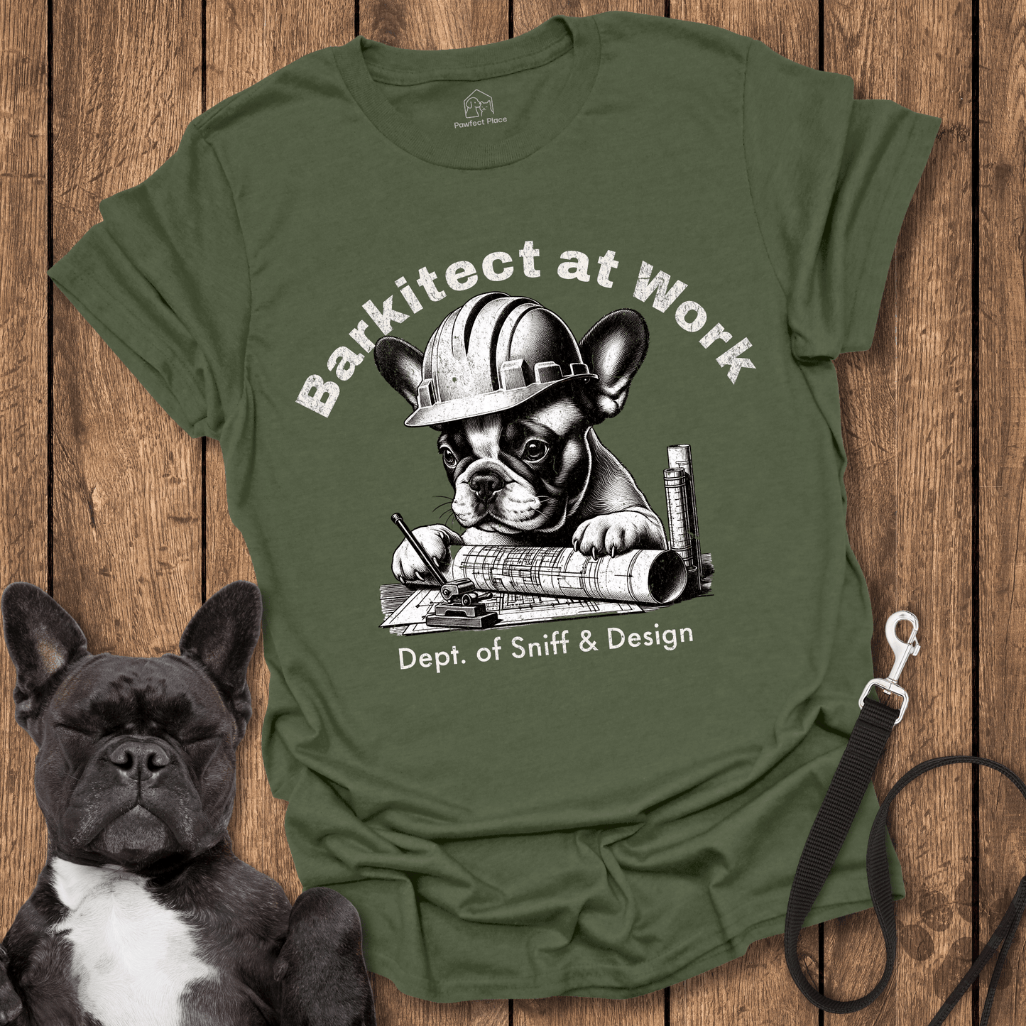Frenchie T-Shirt, Barkitect At Work, Apprentice - Dog Shirt