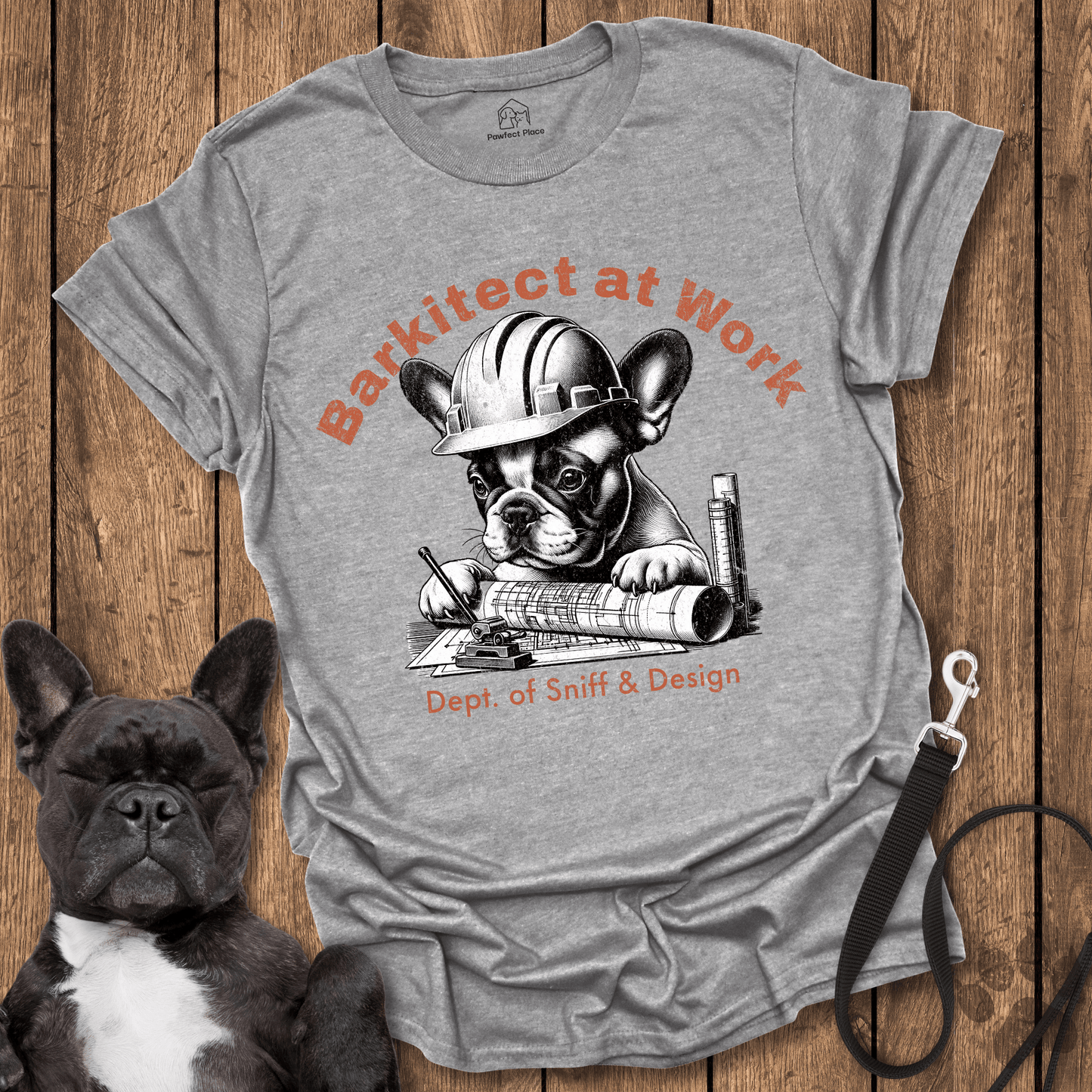Frenchie T-Shirt, Barkitect At Work, Apprentice - Dog Shirt