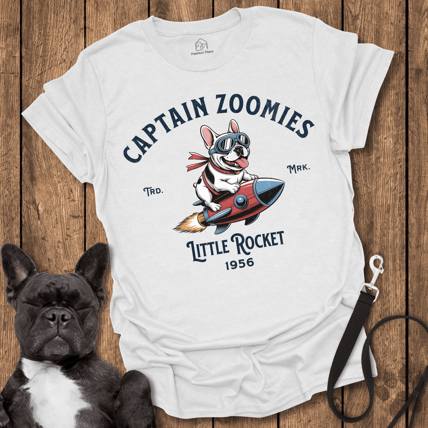 Captain Zoomies, Little Rocket - Frenchie Tee - PawfectPlace