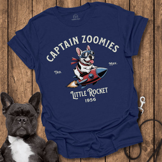 Captain Zoomies, Little Rocket - Frenchie Tee - PawfectPlace