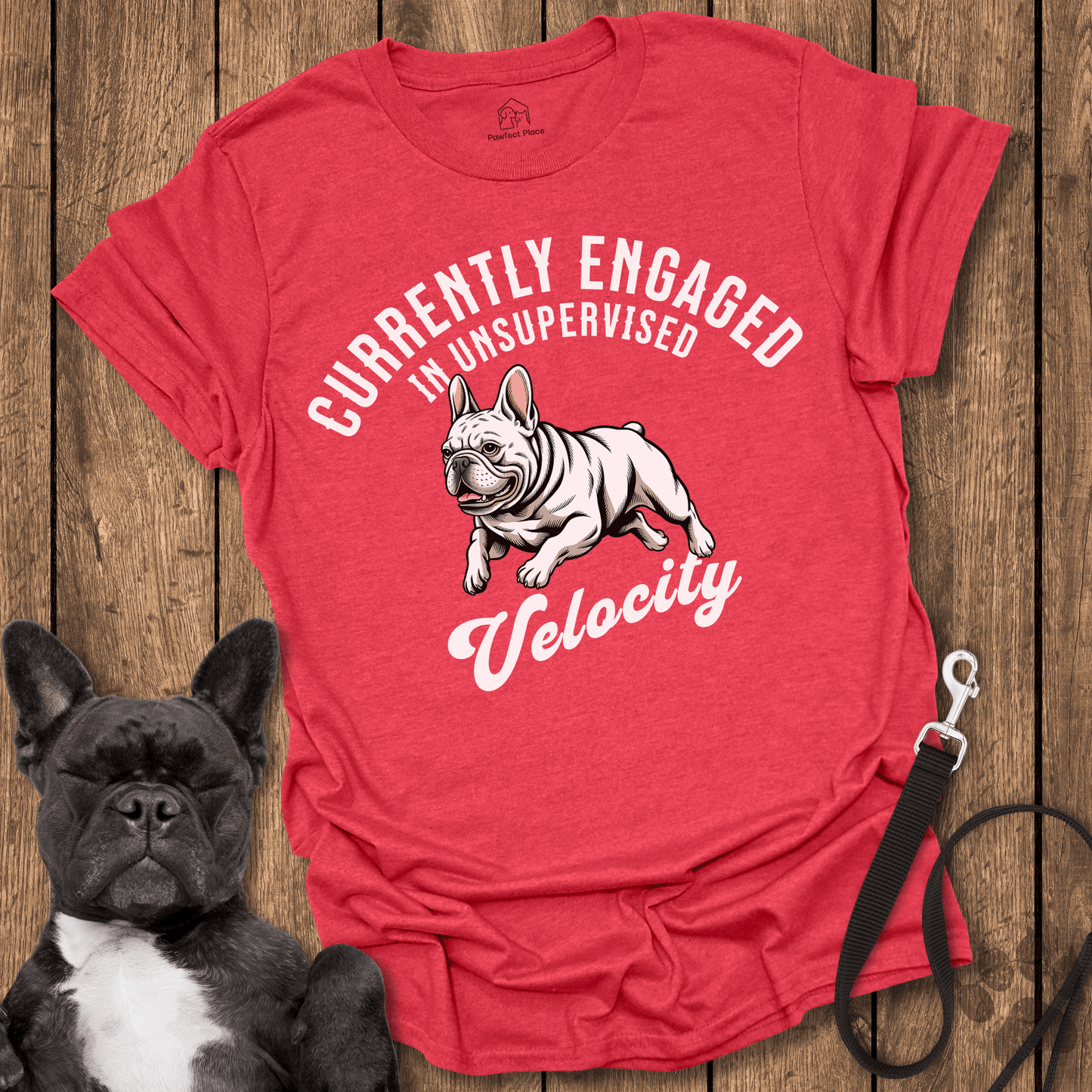 Currently Engaged In Unsupervised Velocity - Frenchie Tee - PawfectPlace
