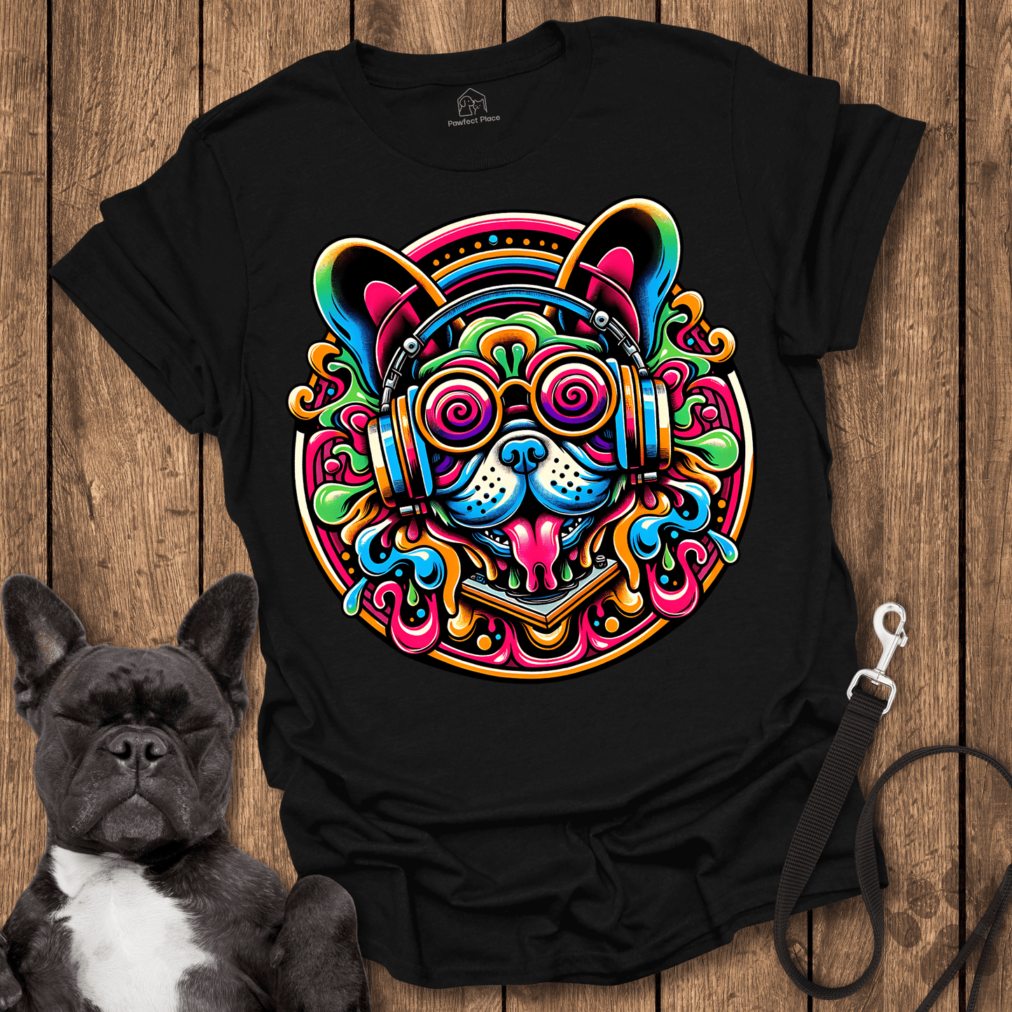 Frenchie T-Shirt, DJ Snort, Frenchie Music Freak - Dog Shirt
