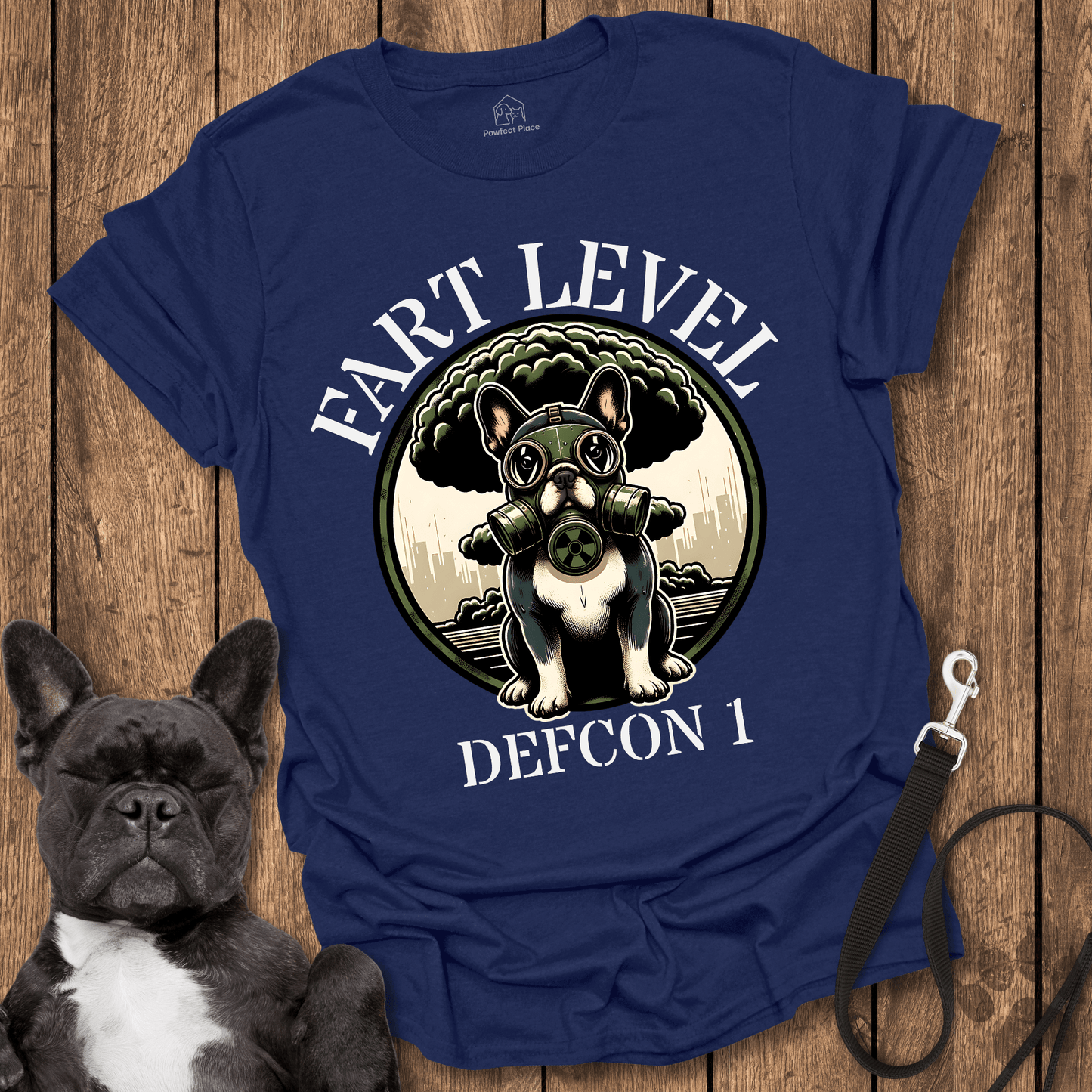 Frenchie T-Shirt, Fart Level DEFCON 1 - Dog Shirt
