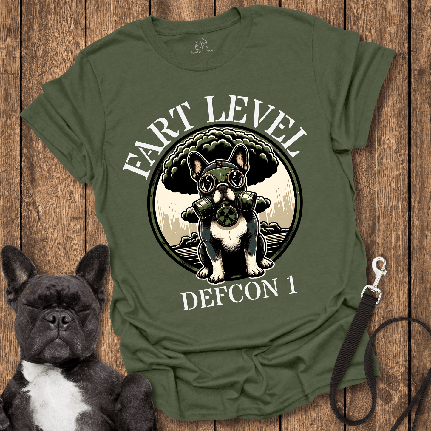 Frenchie T-Shirt, Fart Level DEFCON 1 - Dog Shirt