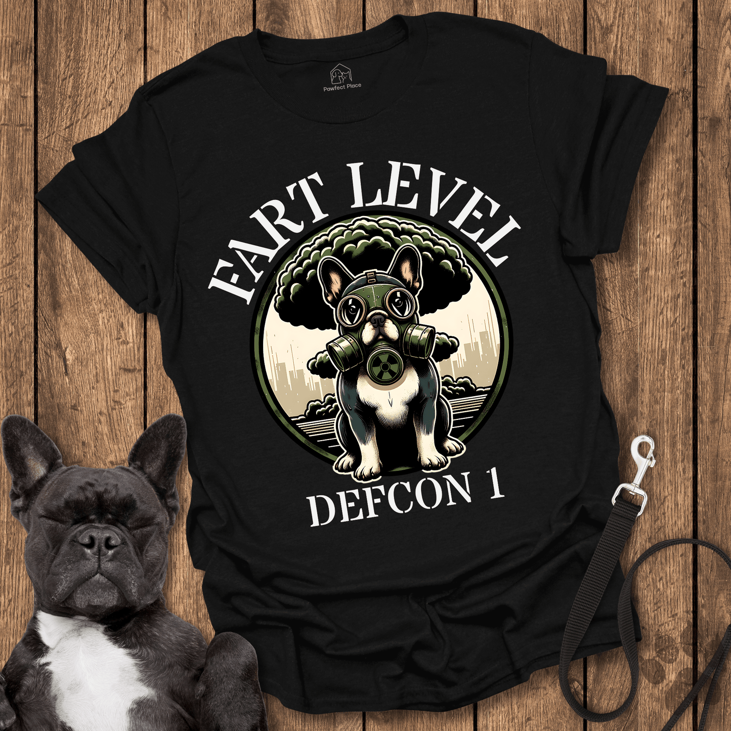 Frenchie T-Shirt, Fart Level DEFCON 1 - Dog Shirt