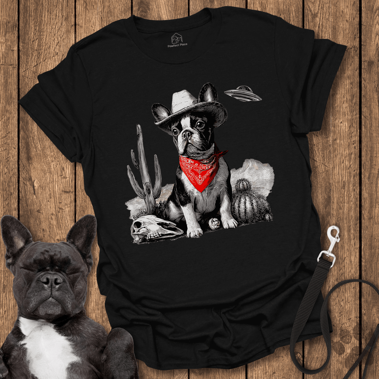 Frenchie T-Shirt, Frenchie Cowdog, UFO Inbound - Dog Shirt