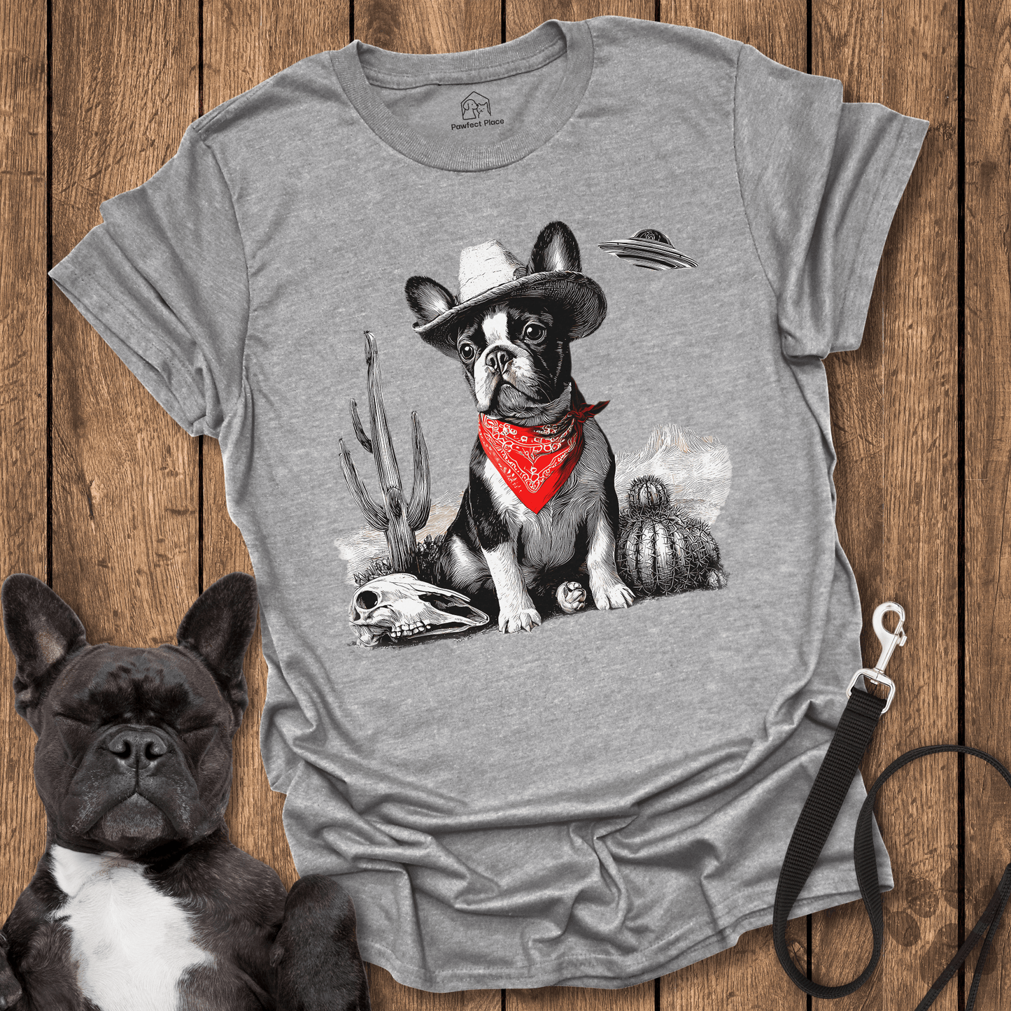 Frenchie T-Shirt, Frenchie Cowdog, UFO Inbound - Dog Shirt