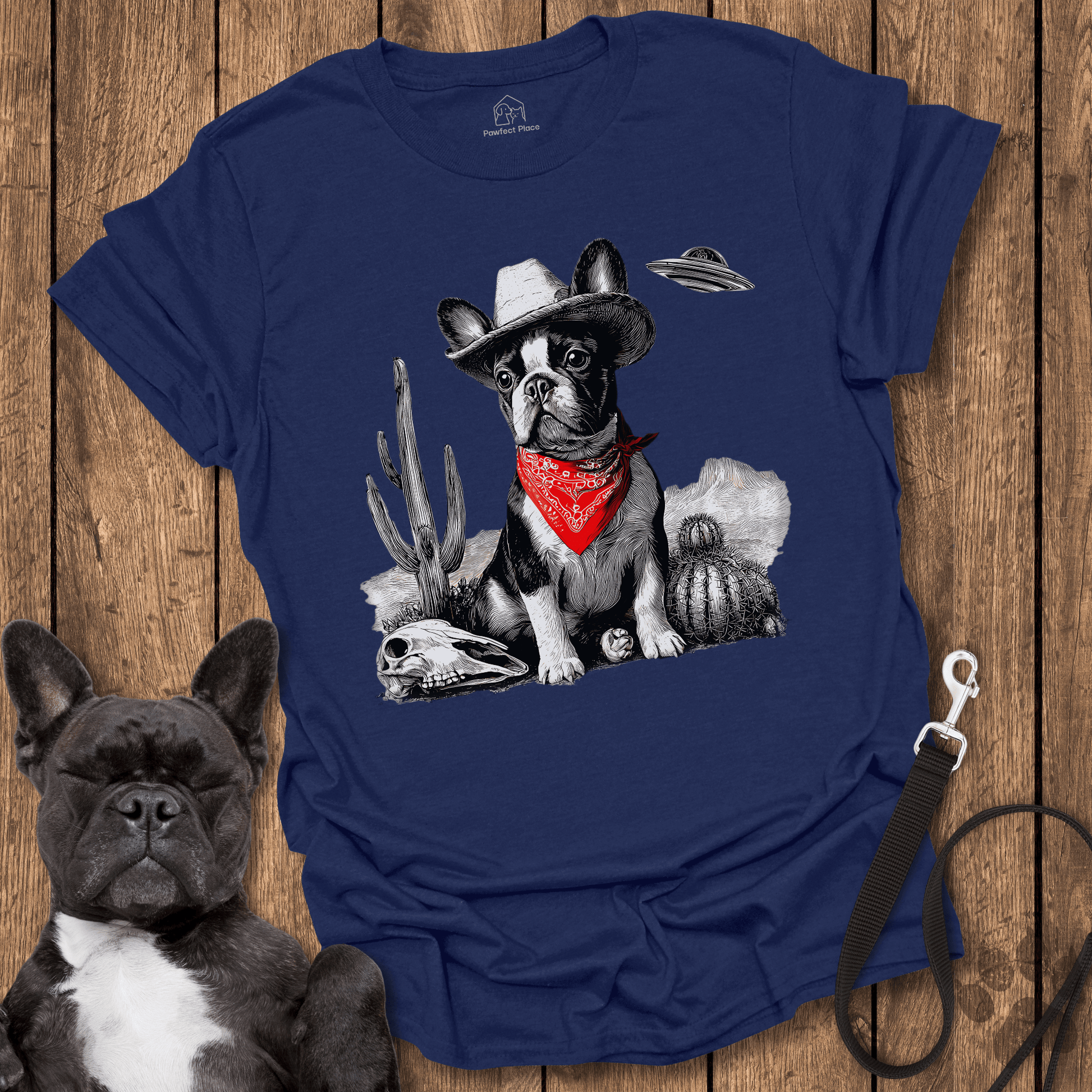 Frenchie T-Shirt, Frenchie Cowdog, UFO Inbound - Dog Shirt