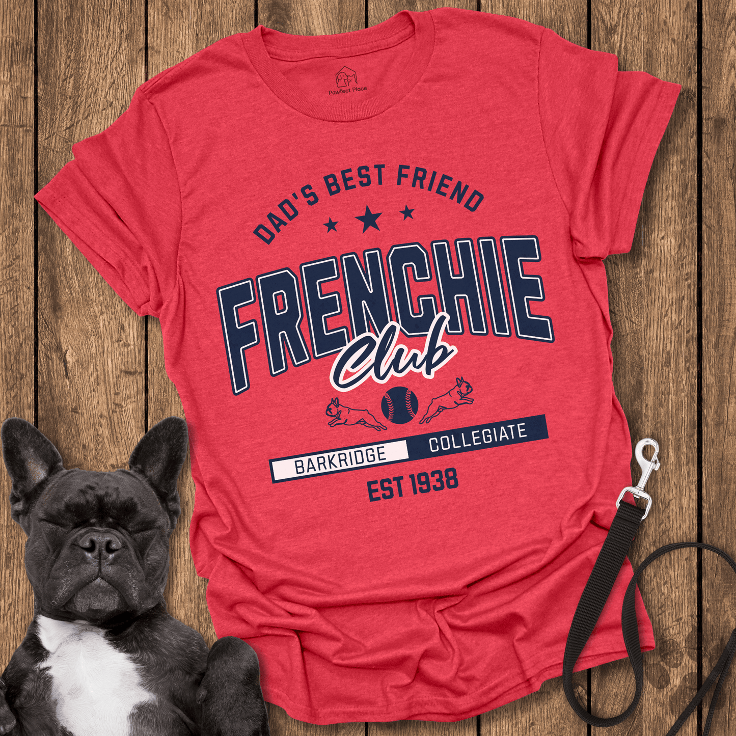 Frenchie, Dad's Best Friend Varsity Tee - Frenchie Tee - PawfectPlace