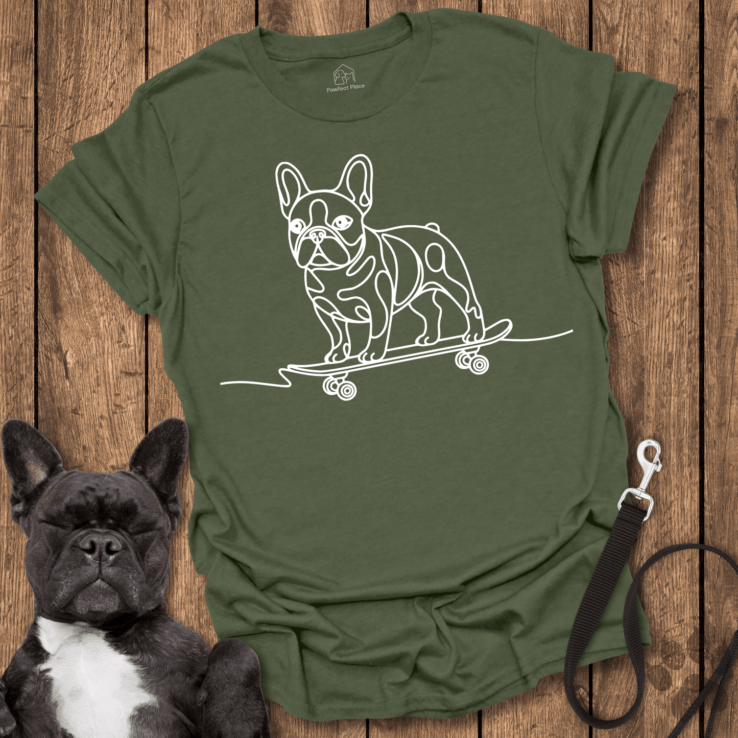 Frenchie T-Shirt, Frenchie Kick Push - Dog Shirt