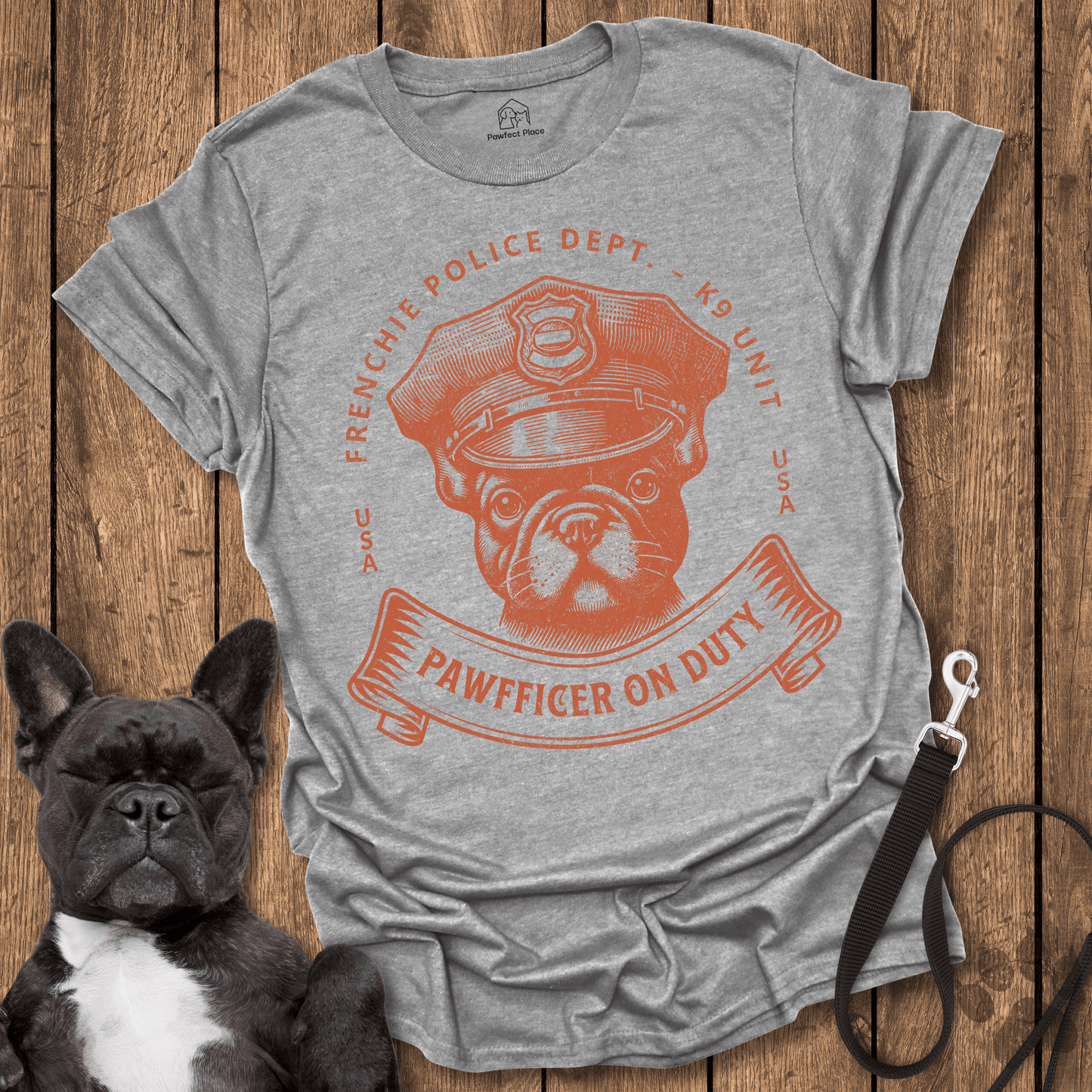 Frenchie T-Shirt, Frenchie On Duty, Police Pawfficer - Dog Shirt