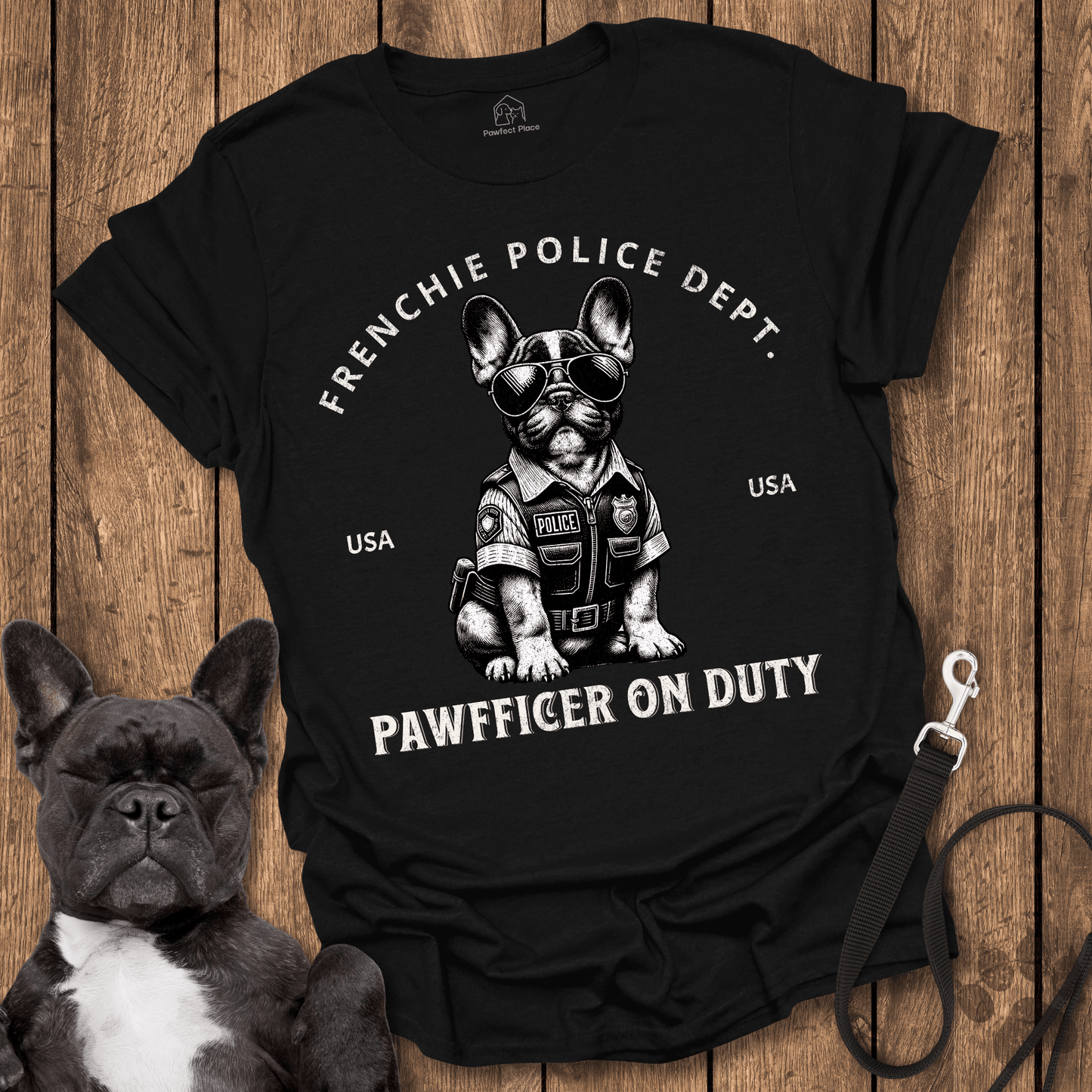 Frenchie T-Shirt, Frenchie On Duty, Police Pawfficer - Dog Shirt