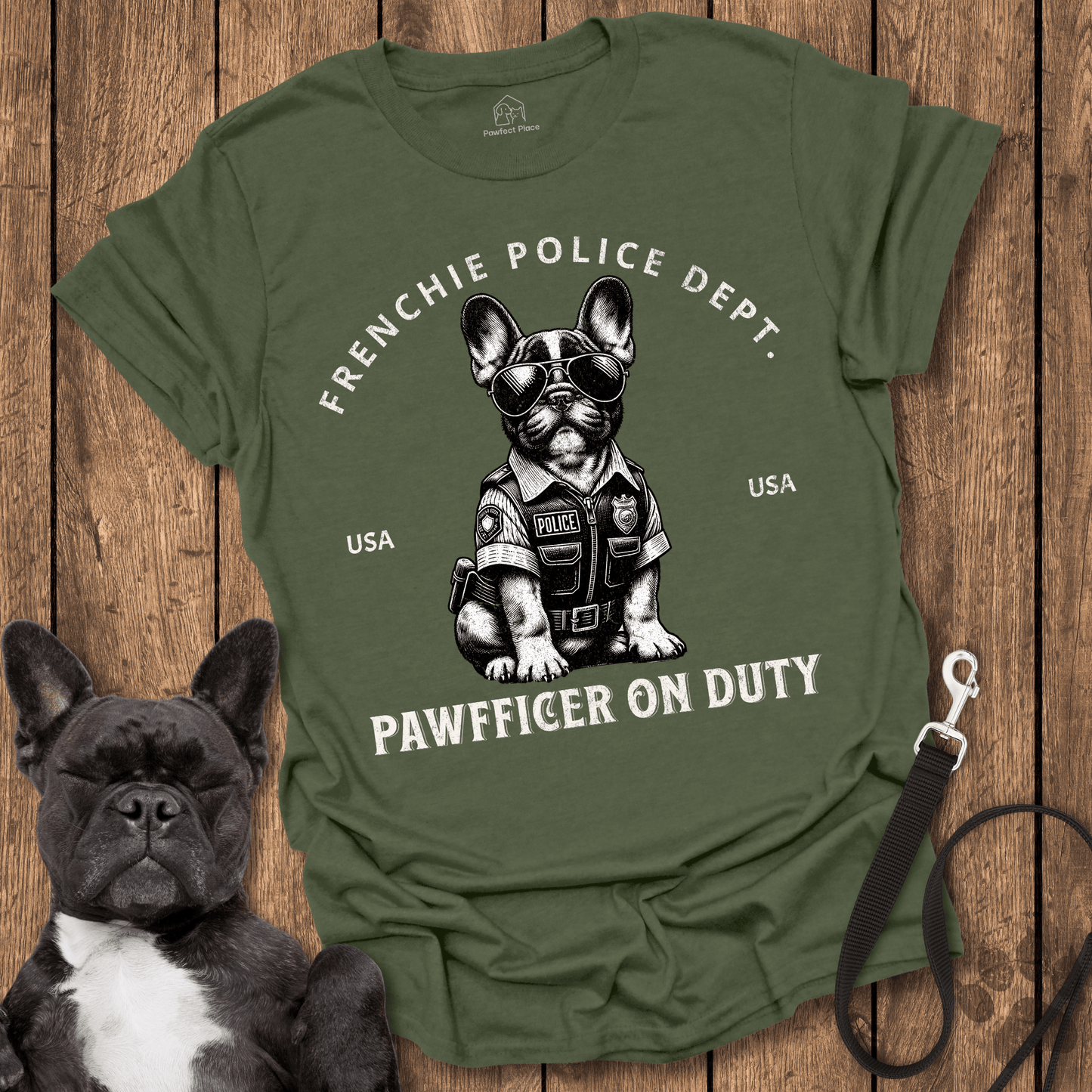 Frenchie T-Shirt, Frenchie On Duty, Police Pawfficer - Dog Shirt
