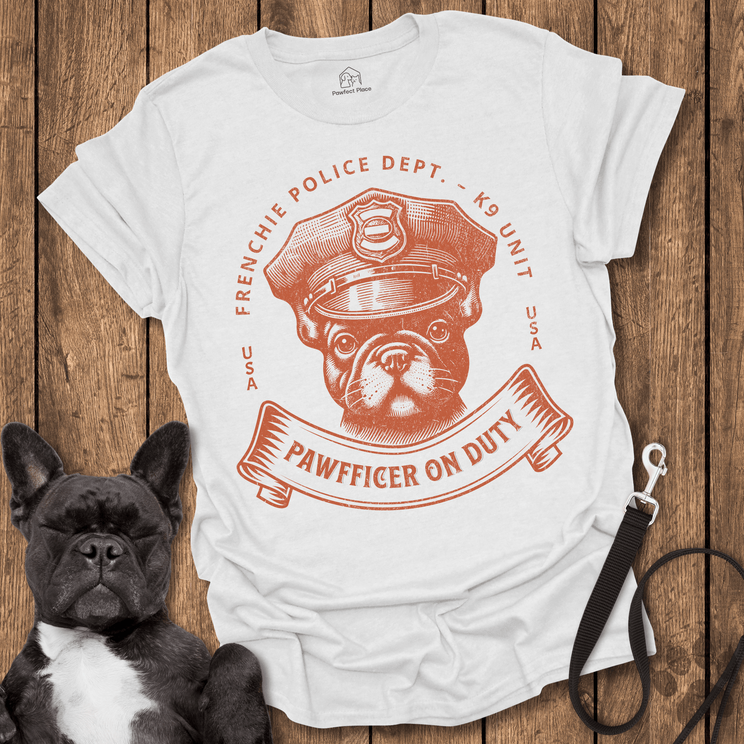 Frenchie T-Shirt, Frenchie On Duty, Police Pawfficer - Dog Shirt