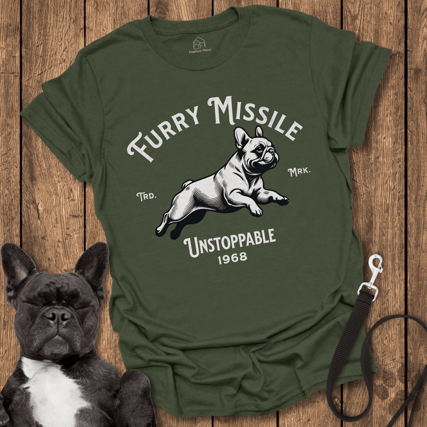 Furry Missile, Unstoppable - Frenchie Tee - PawfectPlace