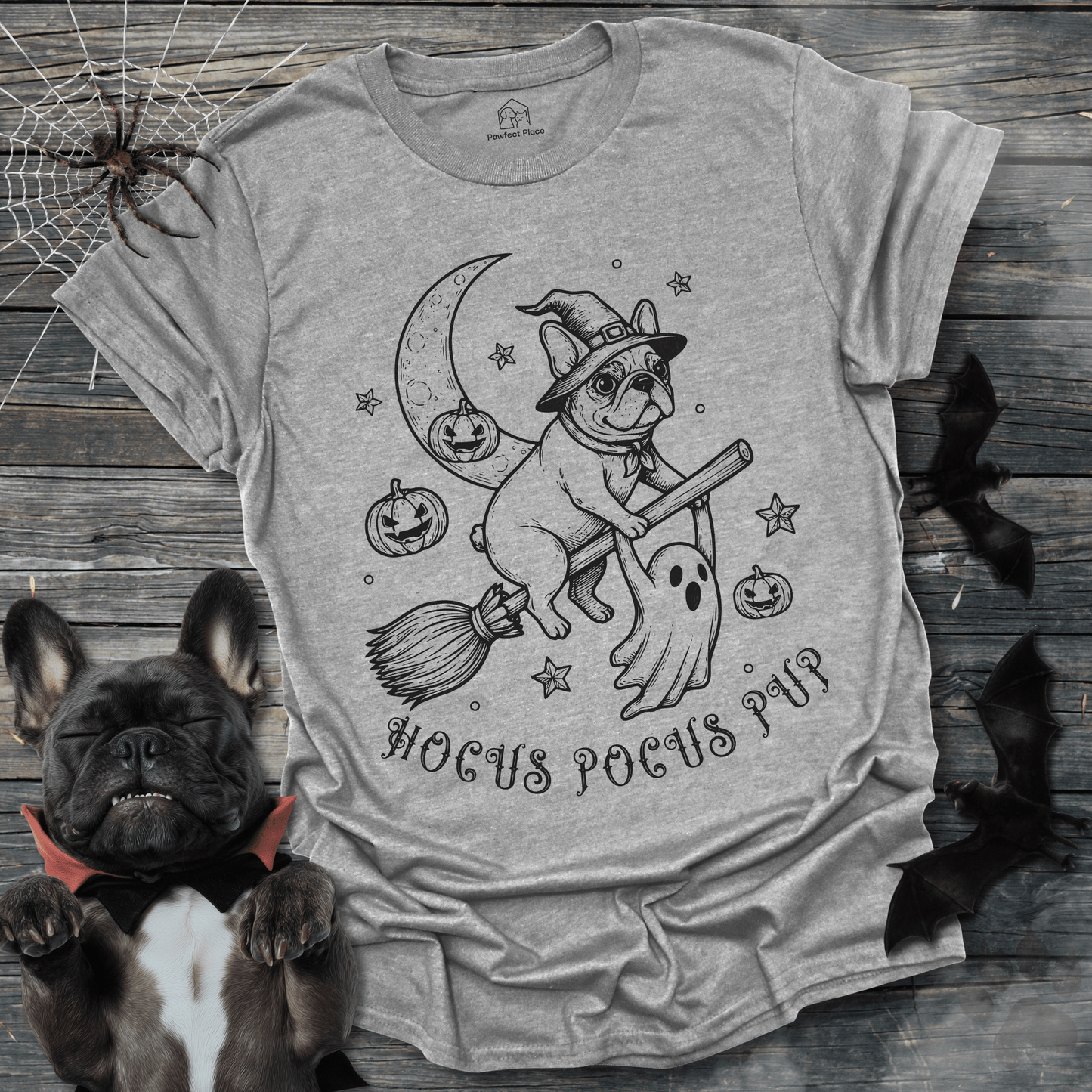 Hocus Pocus Pup, Vintage - Halloween Frenchie Tee - PawfectPlace