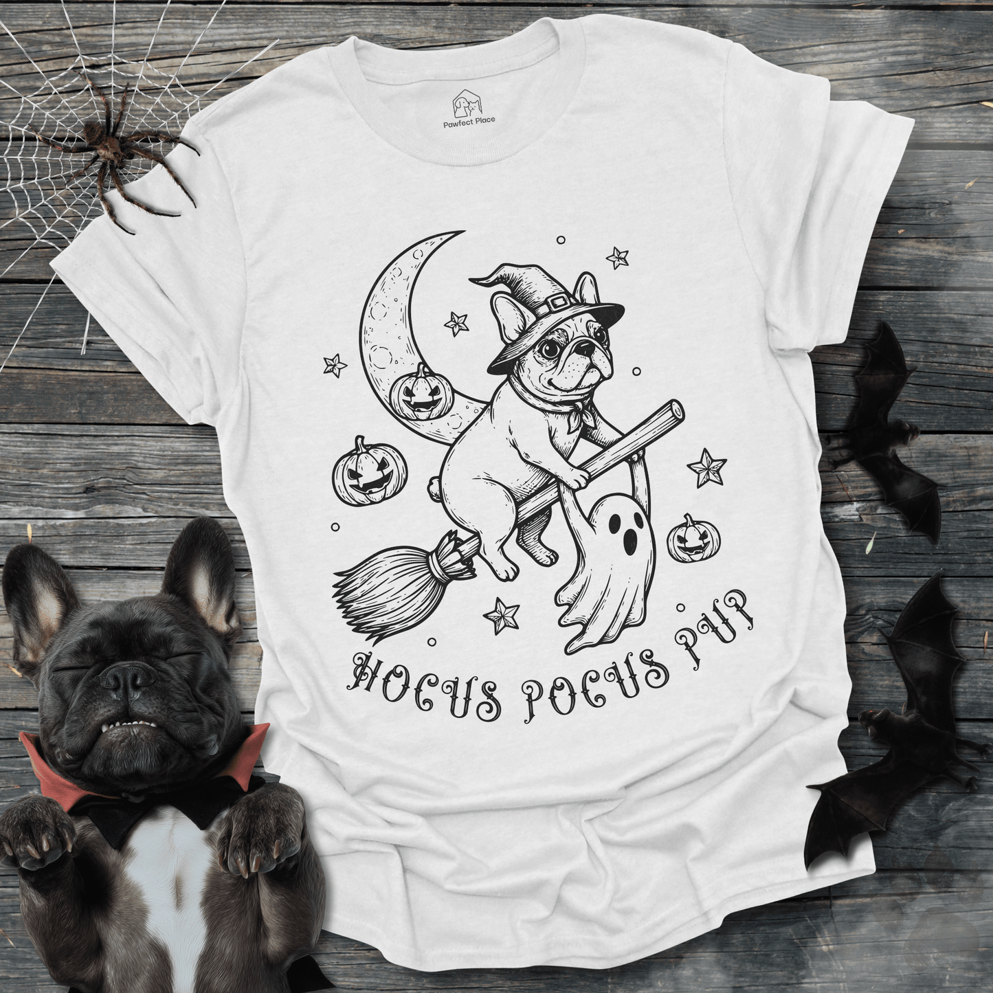 Hocus Pocus Pup, Vintage - Halloween Frenchie Tee - PawfectPlace