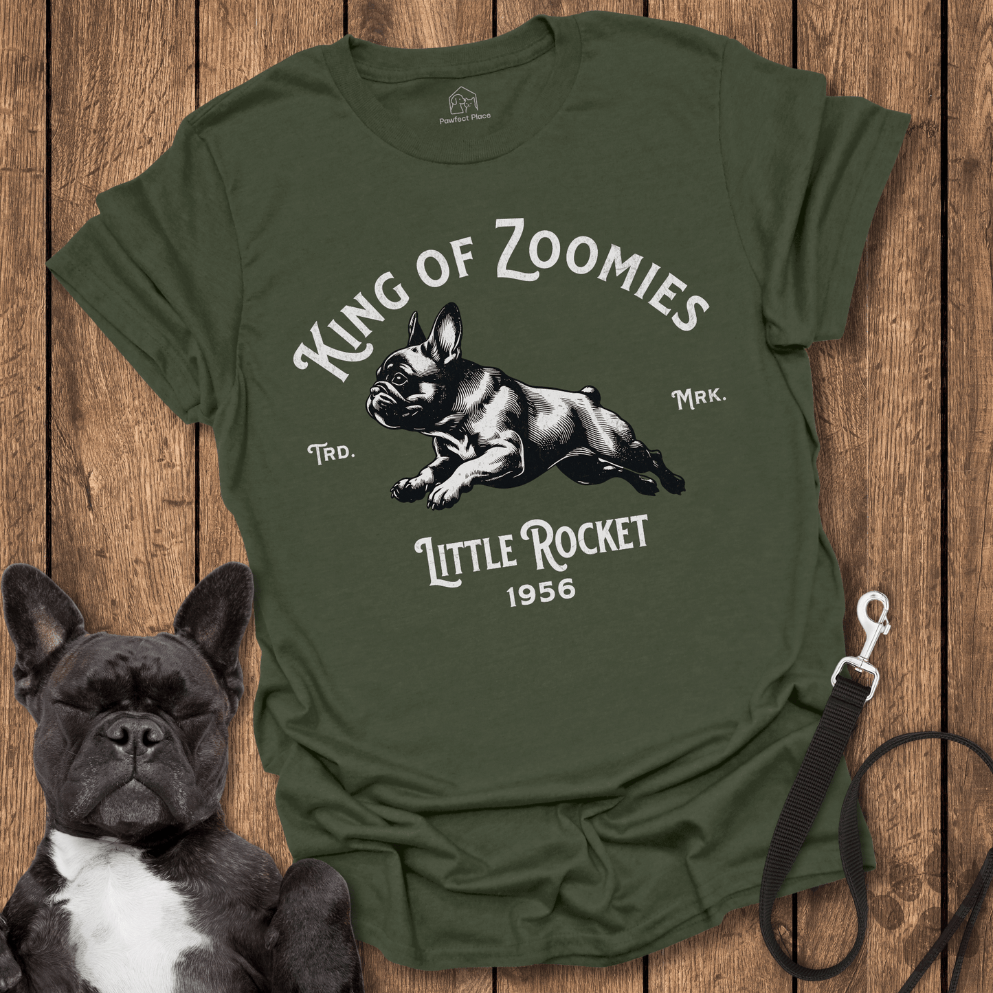 King Of Zoomies, Little Rocket - Frenchie Tee - PawfectPlace