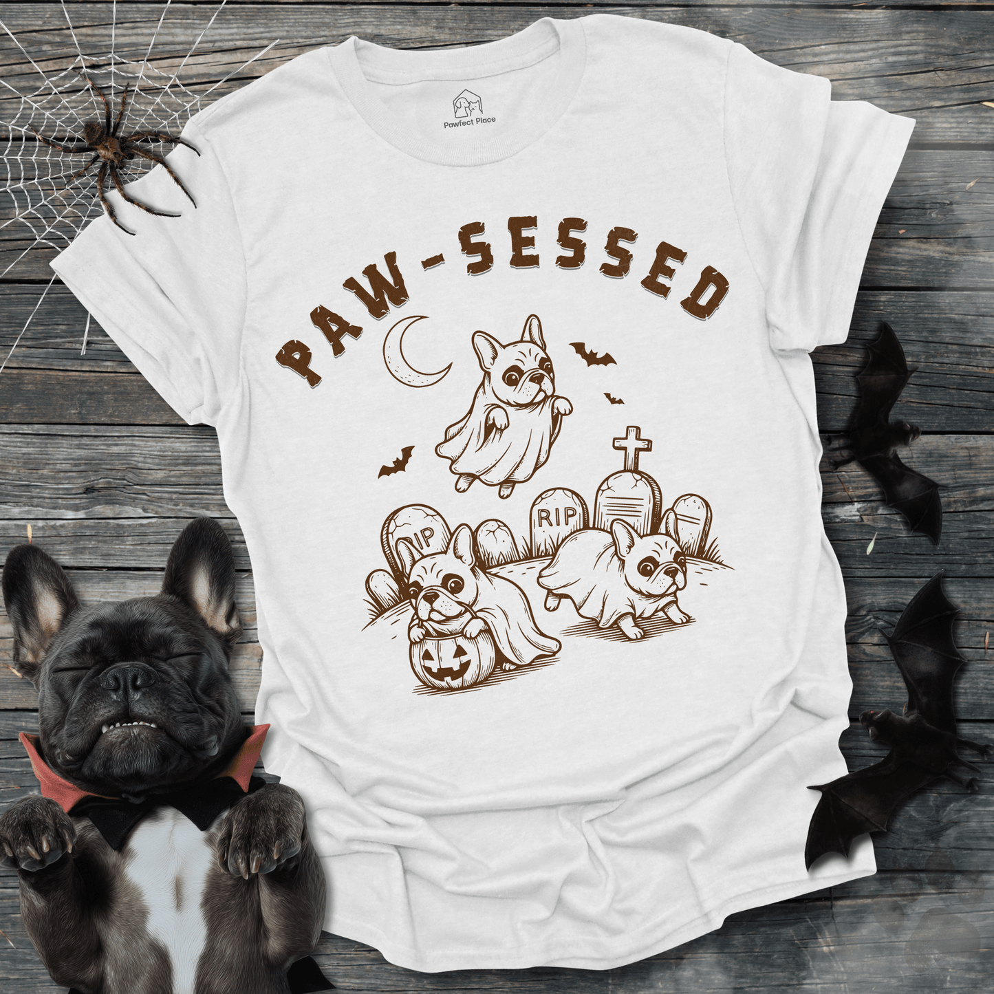 Paw - Sessed, Vintage - Halloween Frenchie Tee - PawfectPlace