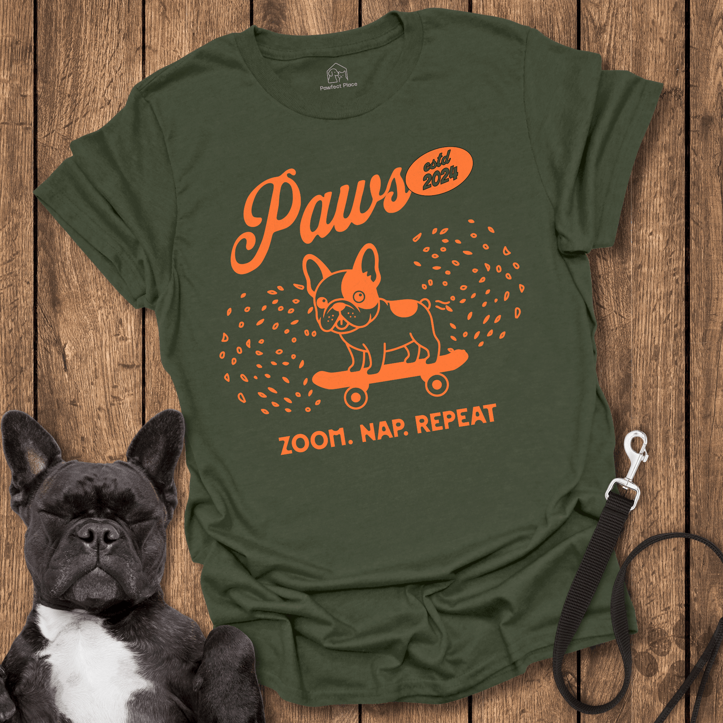 Paws, Zoom, Nap, Repeat - Frenchie Tee - PawfectPlace