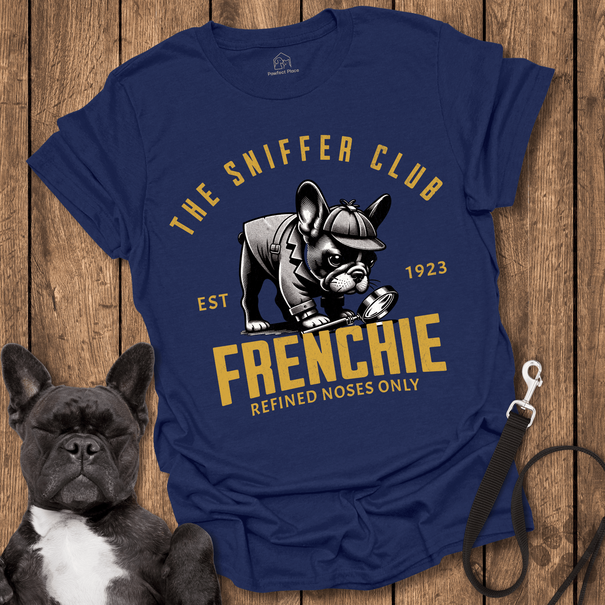 Frenchie T-Shirt, The Sniffer Club, Refined Noses Only, Sherlock Edition - Dog Shirt