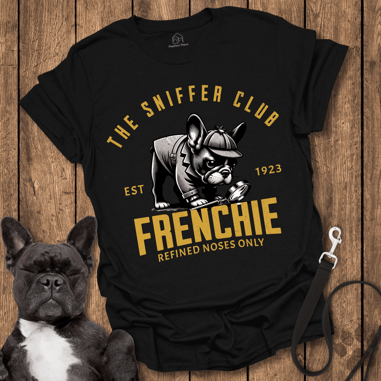 Frenchie T-Shirt, The Sniffer Club, Refined Noses Only, Sherlock Edition - Dog Shirt