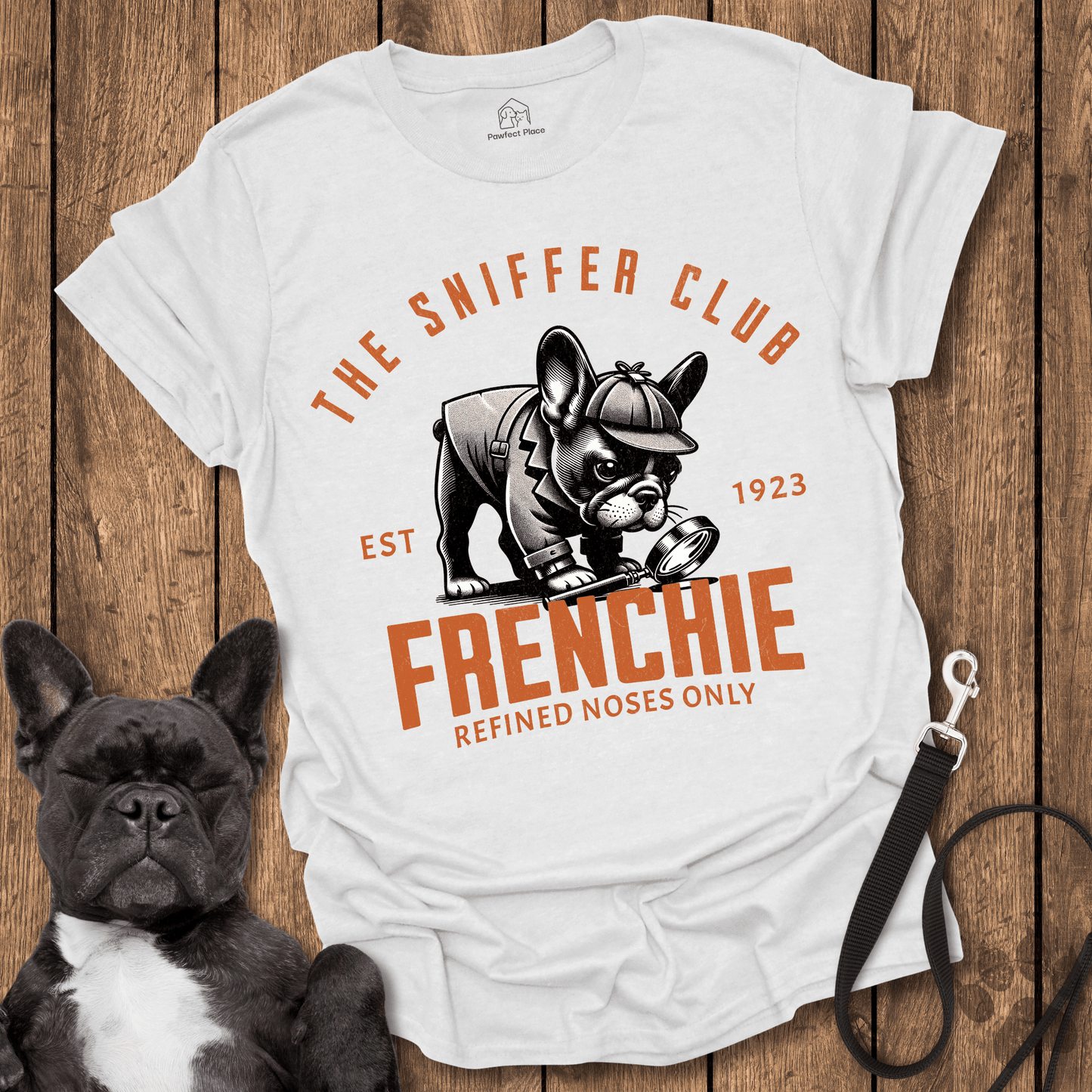 Frenchie T-Shirt, The Sniffer Club, Refined Noses Only, Sherlock Edition - Dog Shirt