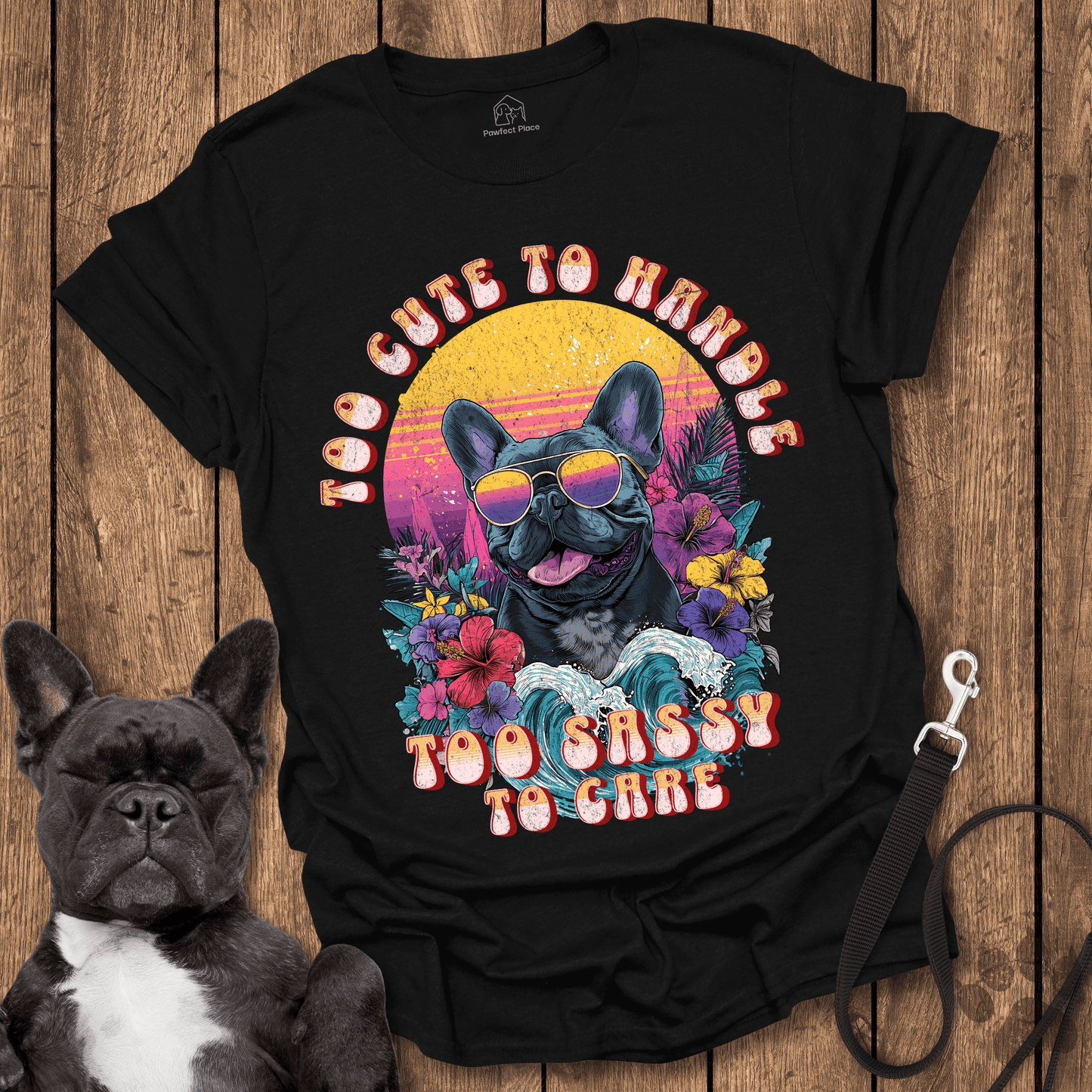 Frenchie T-Shirt, Too Cute To Handle Too Sassy To Care - Dog Shirt