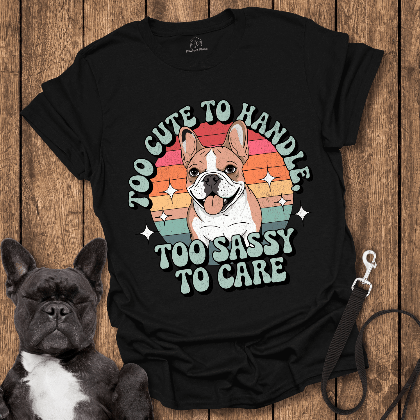 Frenchie T-Shirt, Too Cute To Handle Too Sassy To Care - Dog Shirt