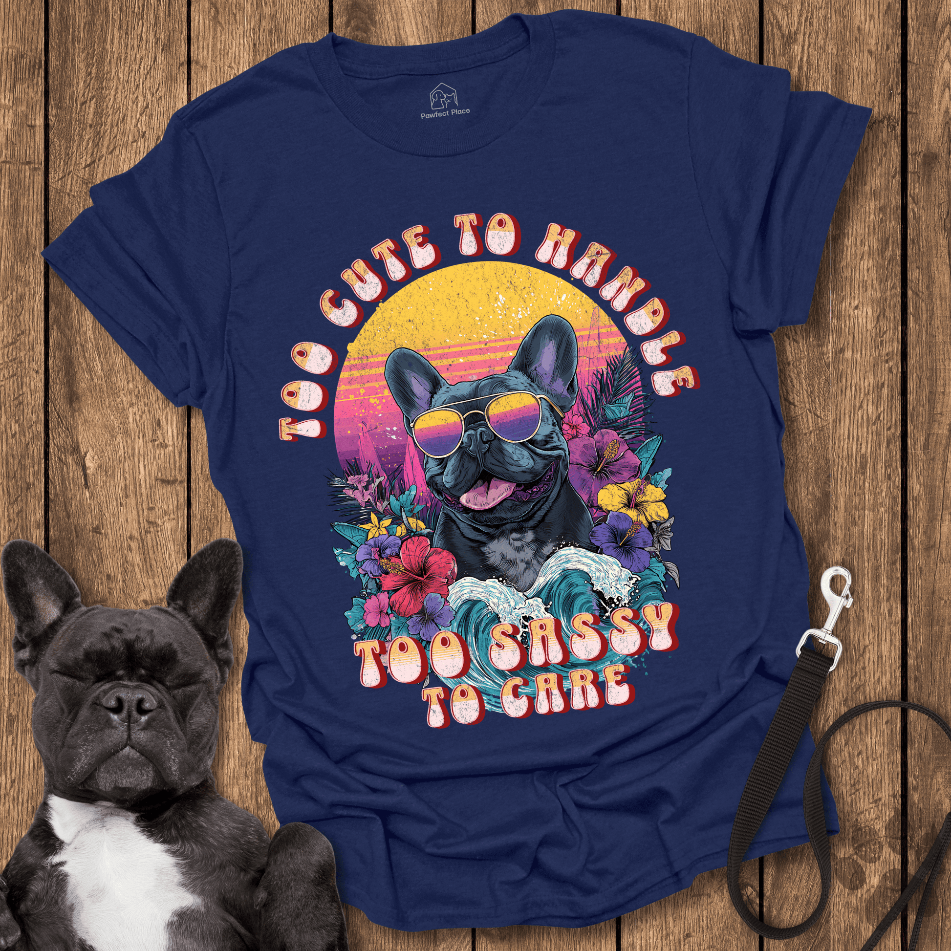 Frenchie T-Shirt, Too Cute To Handle Too Sassy To Care - Dog Shirt