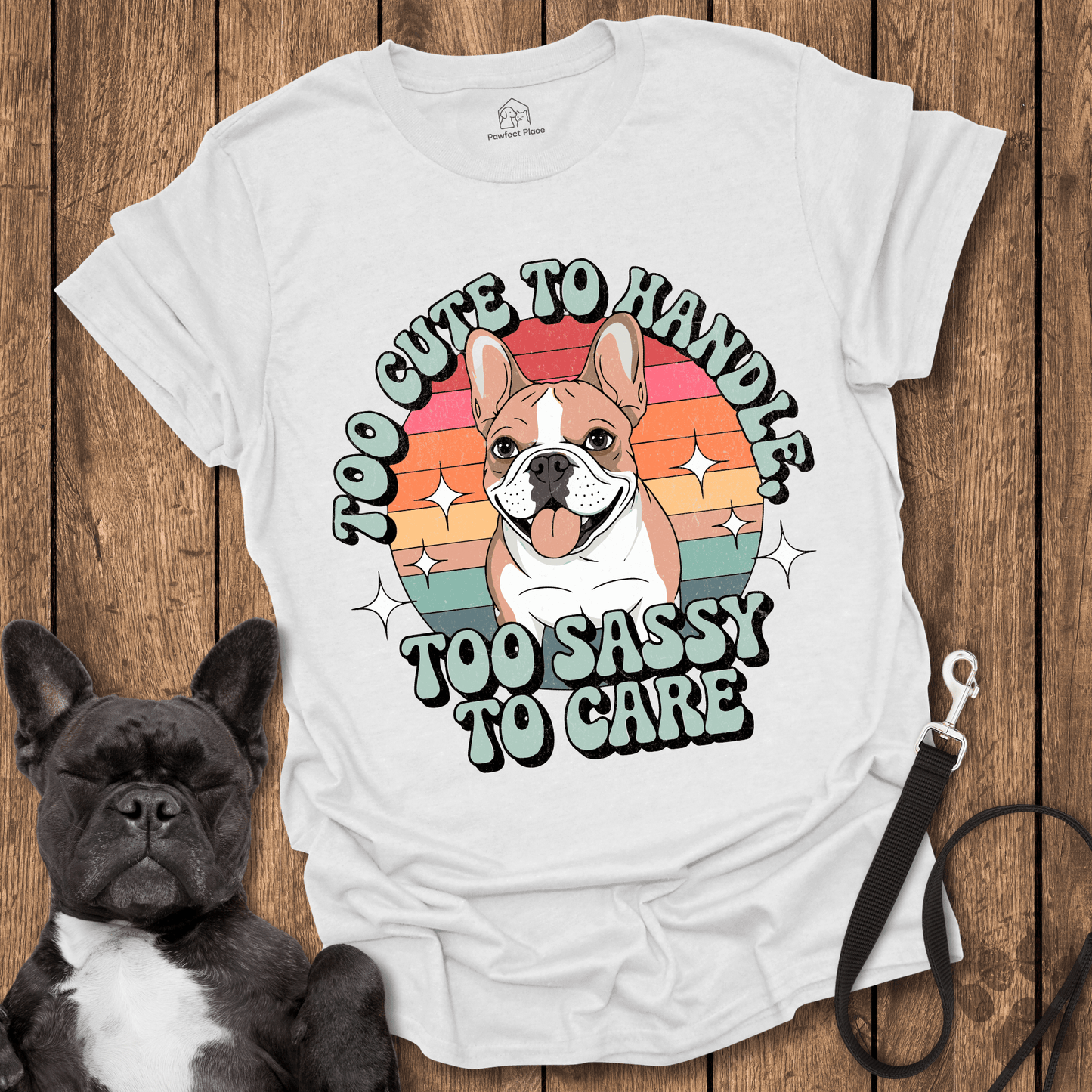 Frenchie T-Shirt, Too Cute To Handle Too Sassy To Care - Dog Shirt