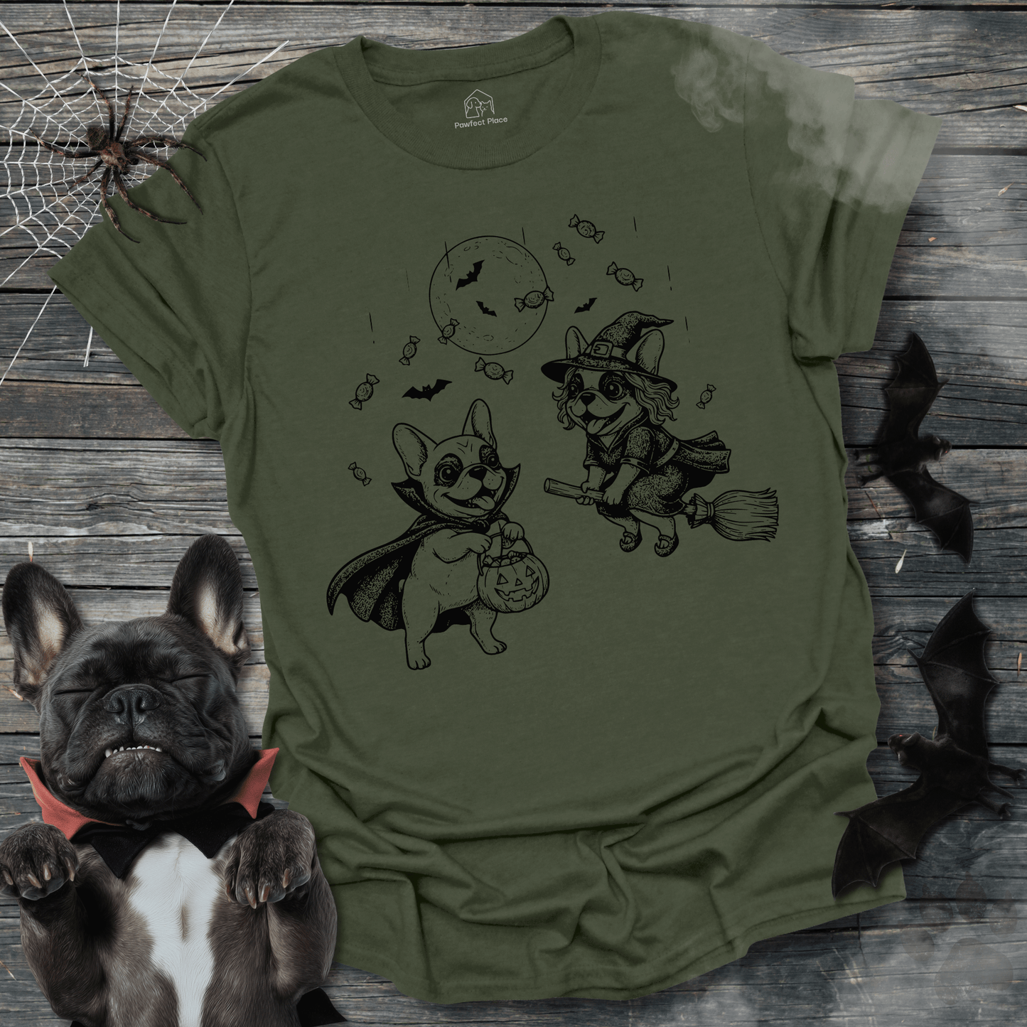Trick Or Treat, Vintage - Halloween Frenchie Tee - PawfectPlace