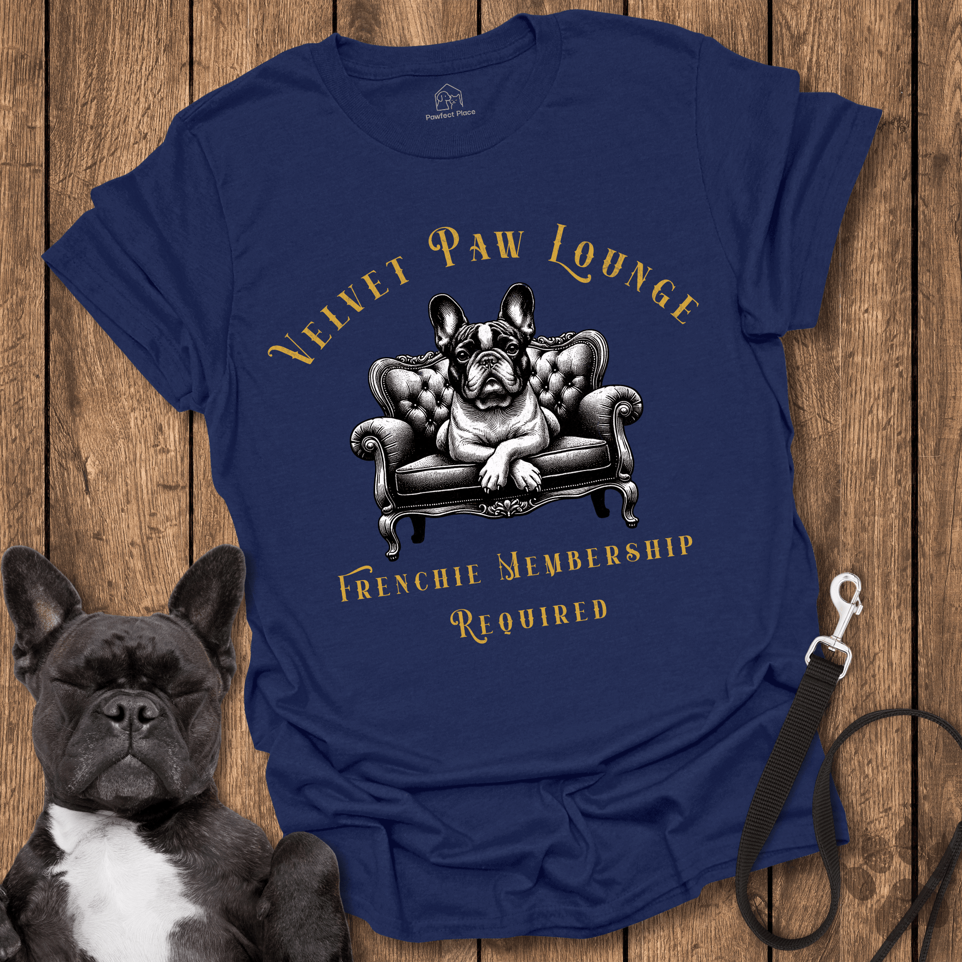 Frenchie T-Shirt, Velvet Paw Lounge, Couch Edition - Dog Shirt