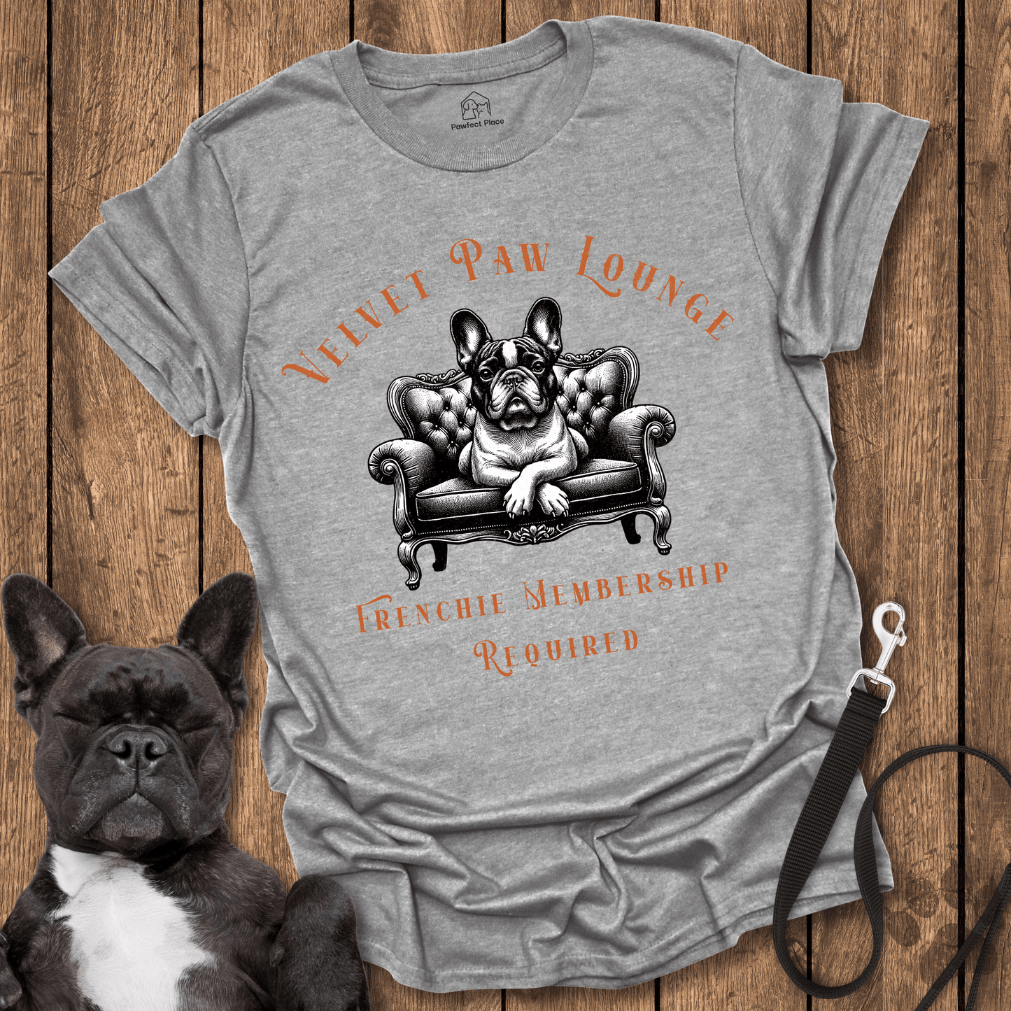 Frenchie T-Shirt, Velvet Paw Lounge, Couch Edition - Dog Shirt