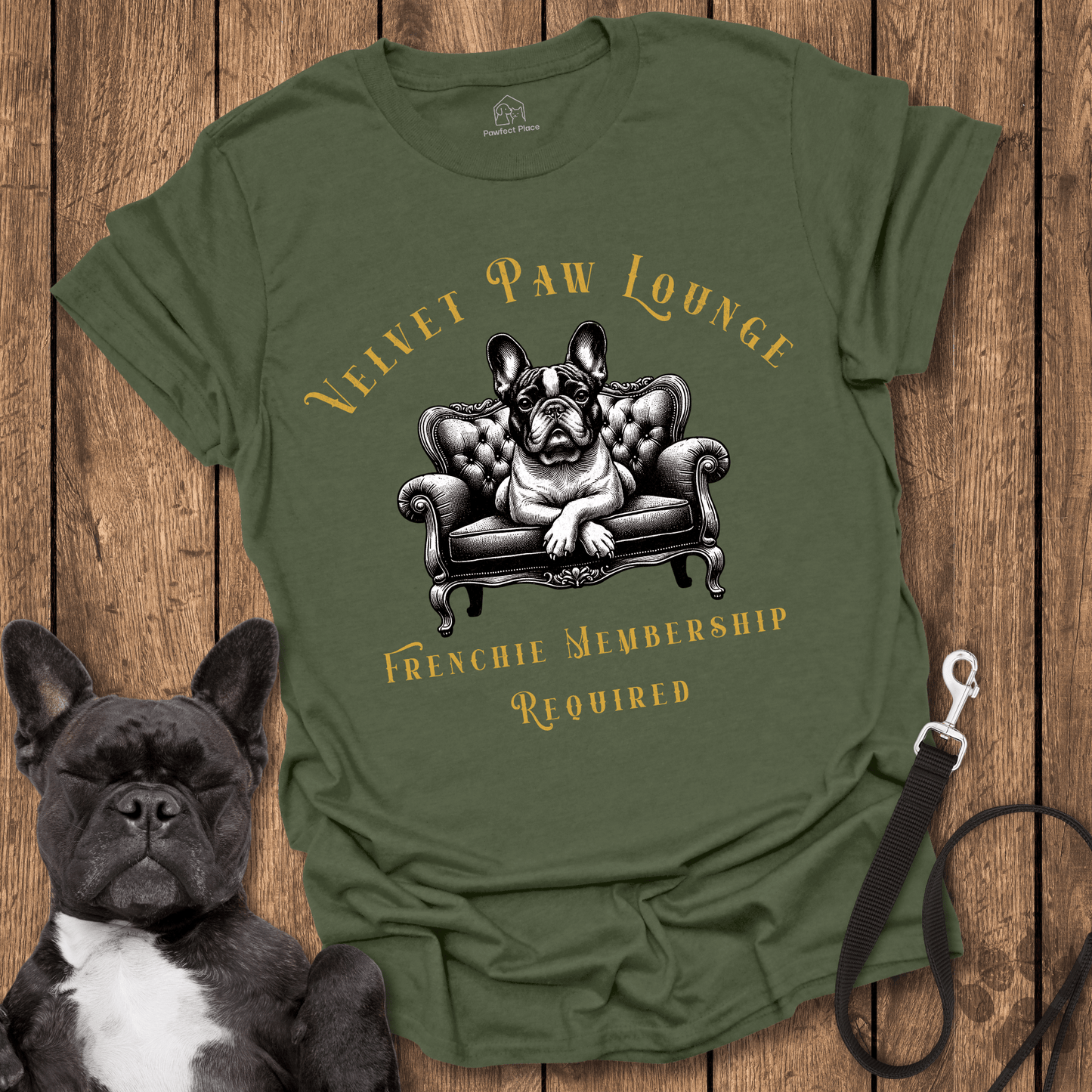 Frenchie T-Shirt, Velvet Paw Lounge, Couch Edition - Dog Shirt