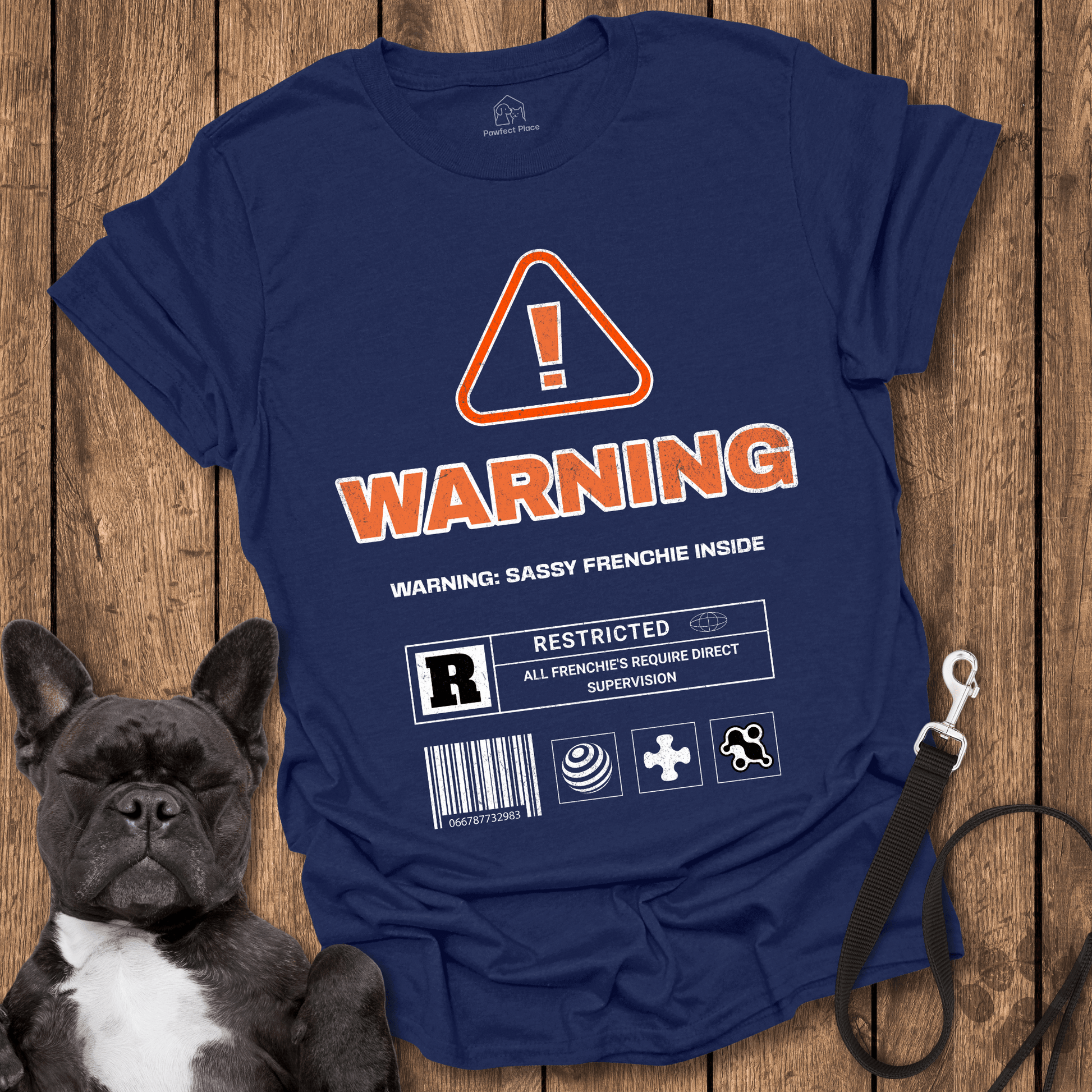 Frenchie T-Shirt, Warning, All Frenchies Require Direct Supervision - Dog Shirt