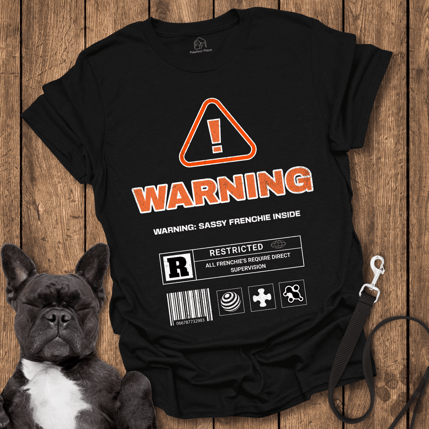 Frenchie T-Shirt, Warning, All Frenchies Require Direct Supervision - Dog Shirt