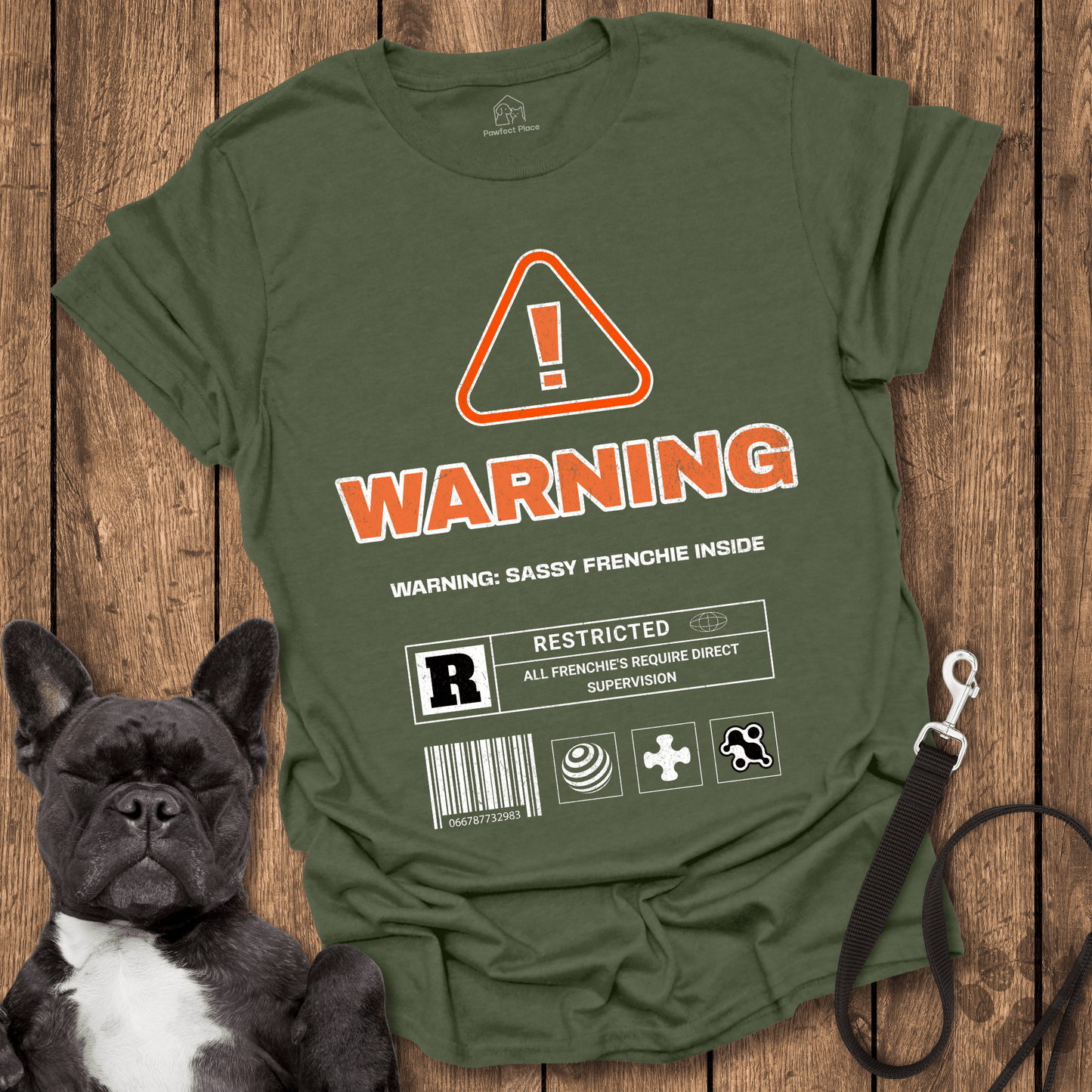 Frenchie T-Shirt, Warning, All Frenchies Require Direct Supervision - Dog Shirt