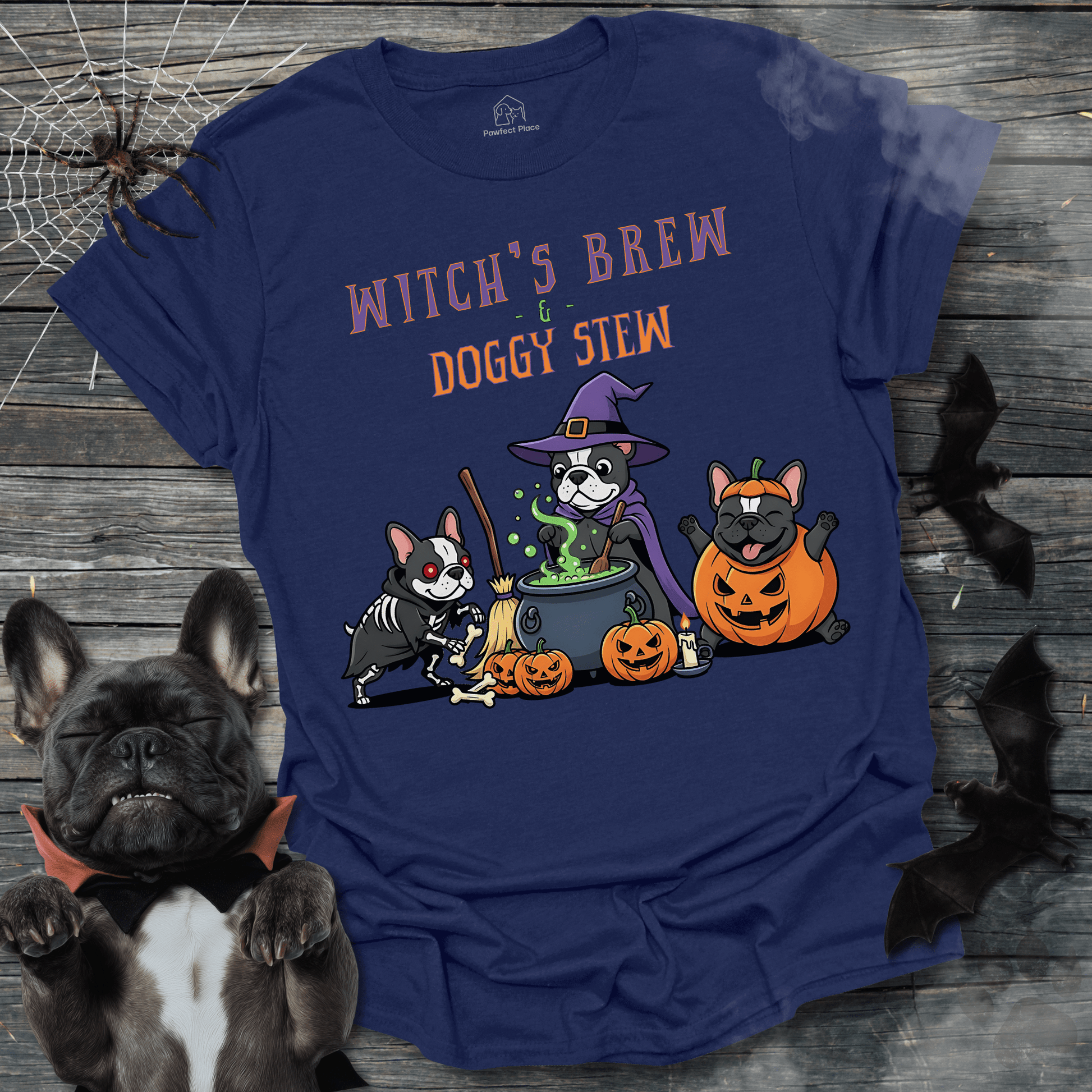 Witches Brew And Doggy Stew - Halloween Frenchie Tee - PawfectPlace