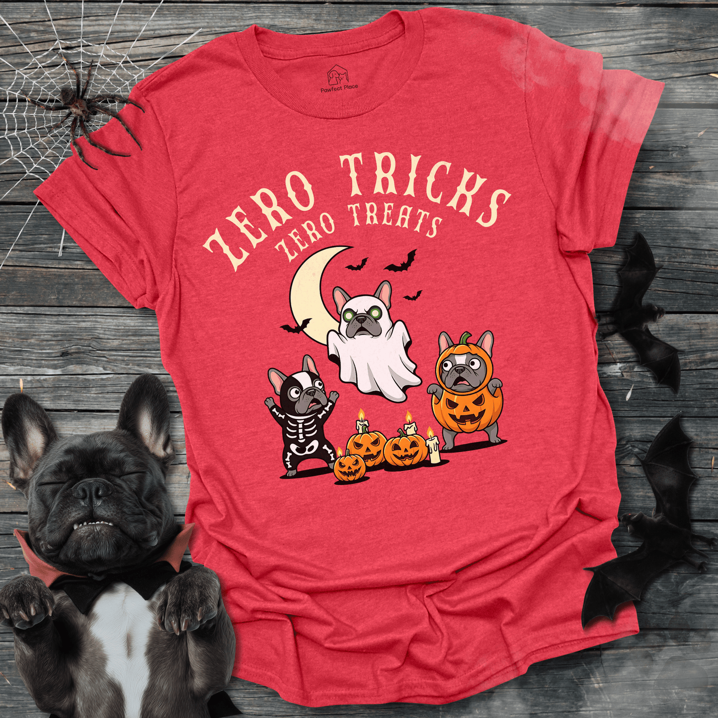 Zero Tricks Zero Treats - Halloween Frenchie Tee - PawfectPlace