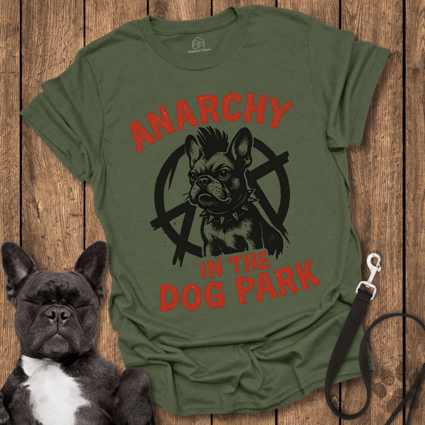 Frenchie T-Shirt, Anarchy In The Dog Park - Dog Shirt