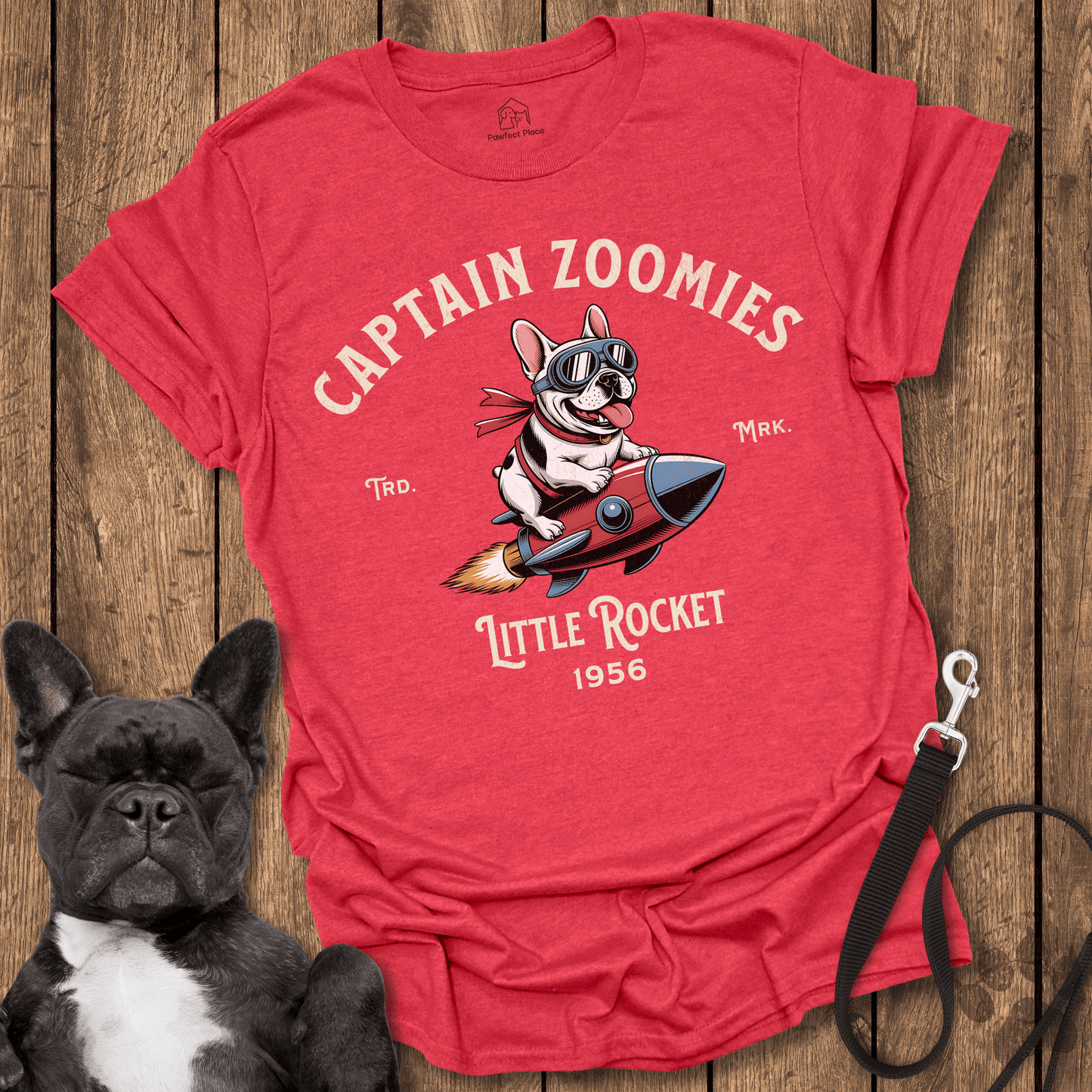 Captain Zoomies, Little Rocket - Frenchie Tee - PawfectPlace