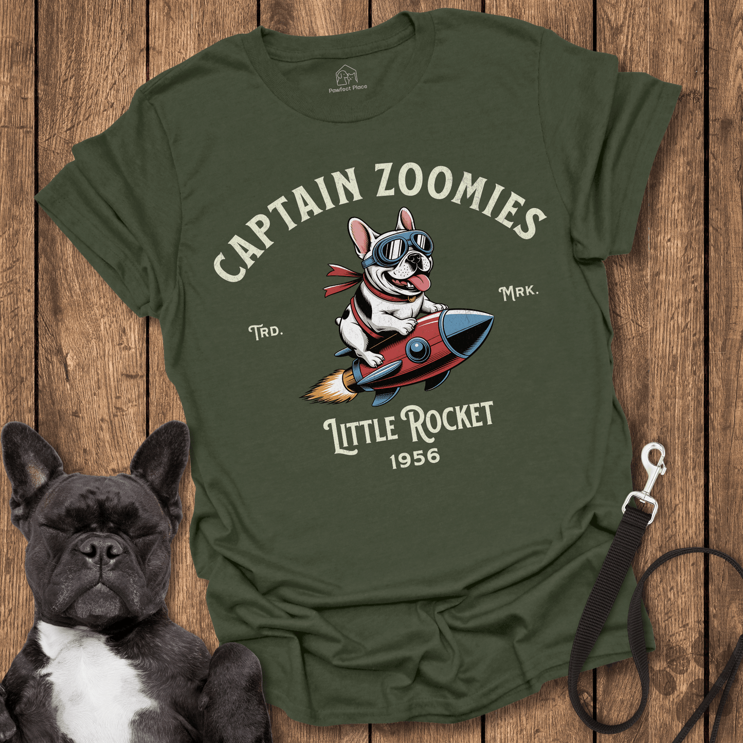 Captain Zoomies, Little Rocket - Frenchie Tee - PawfectPlace
