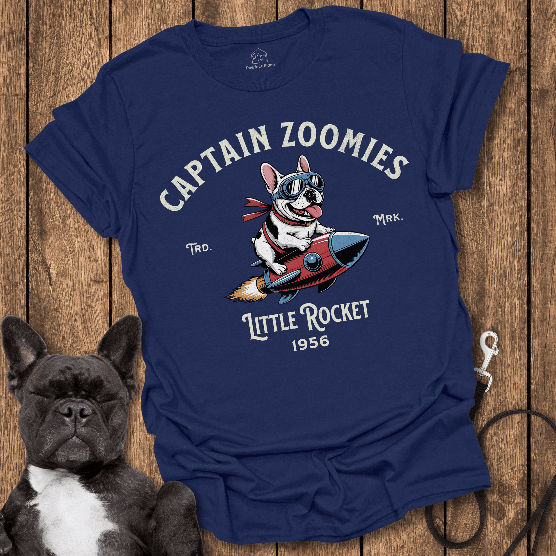 Captain Zoomies, Little Rocket - Frenchie Tee - PawfectPlace