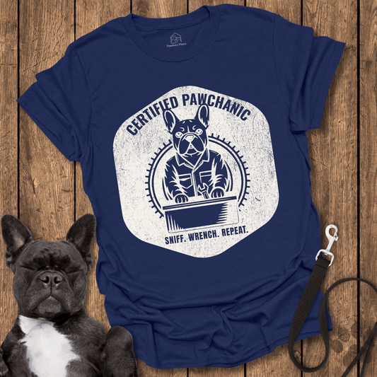 Frenchie T-Shirt, Certified Pawchanic, Sniff Wrench Repeat - Dog Shirt