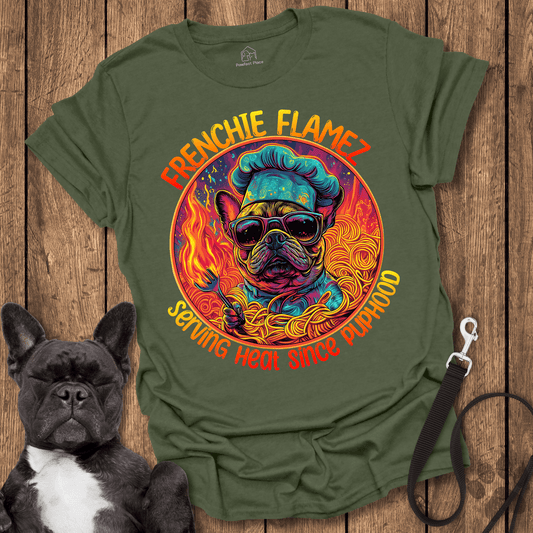 Frenchie T-Shirt, Chef Frenchie, Serving Heat Since Puphood - Dog Shirt