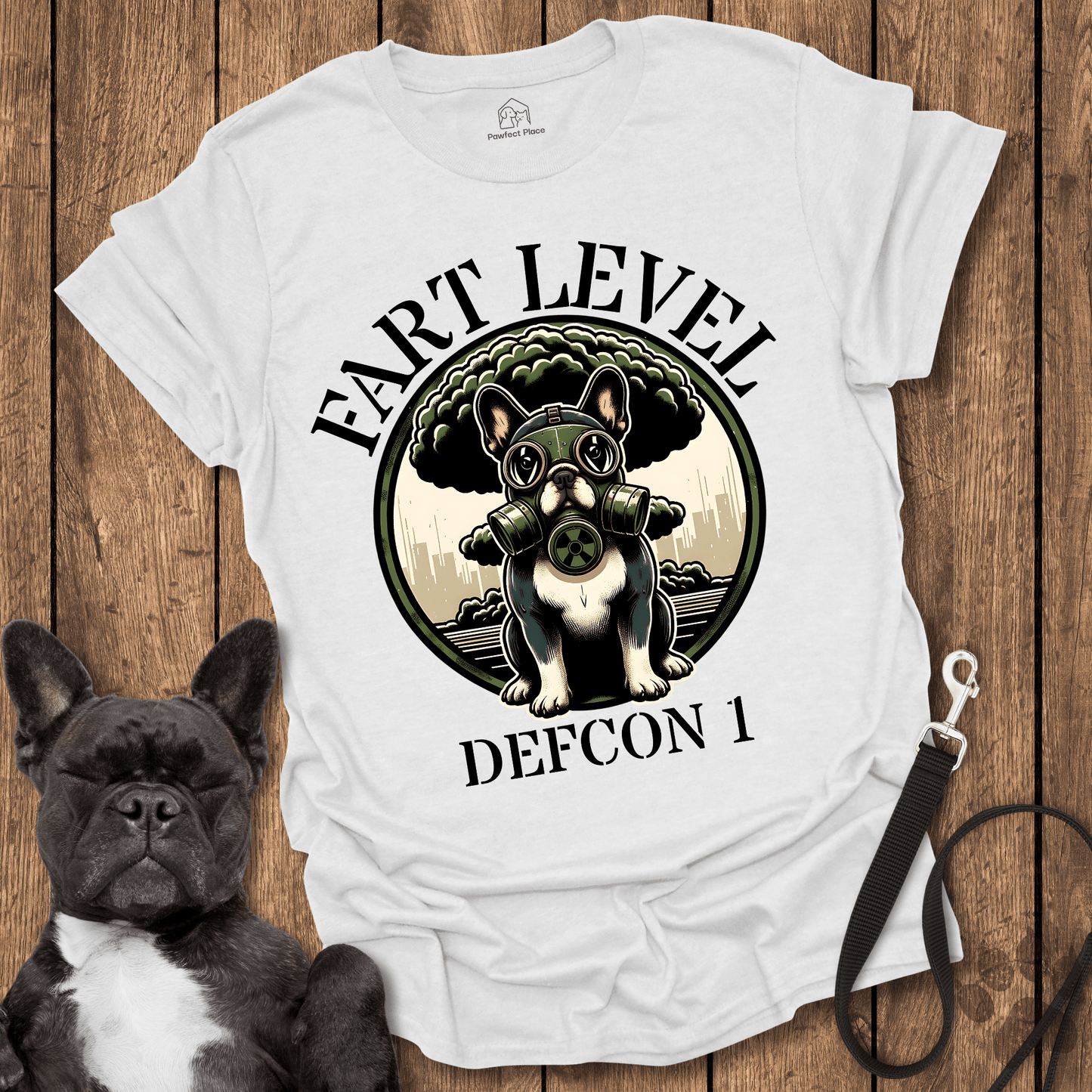 Frenchie T-Shirt, Fart Level DEFCON 1 - Dog Shirt
