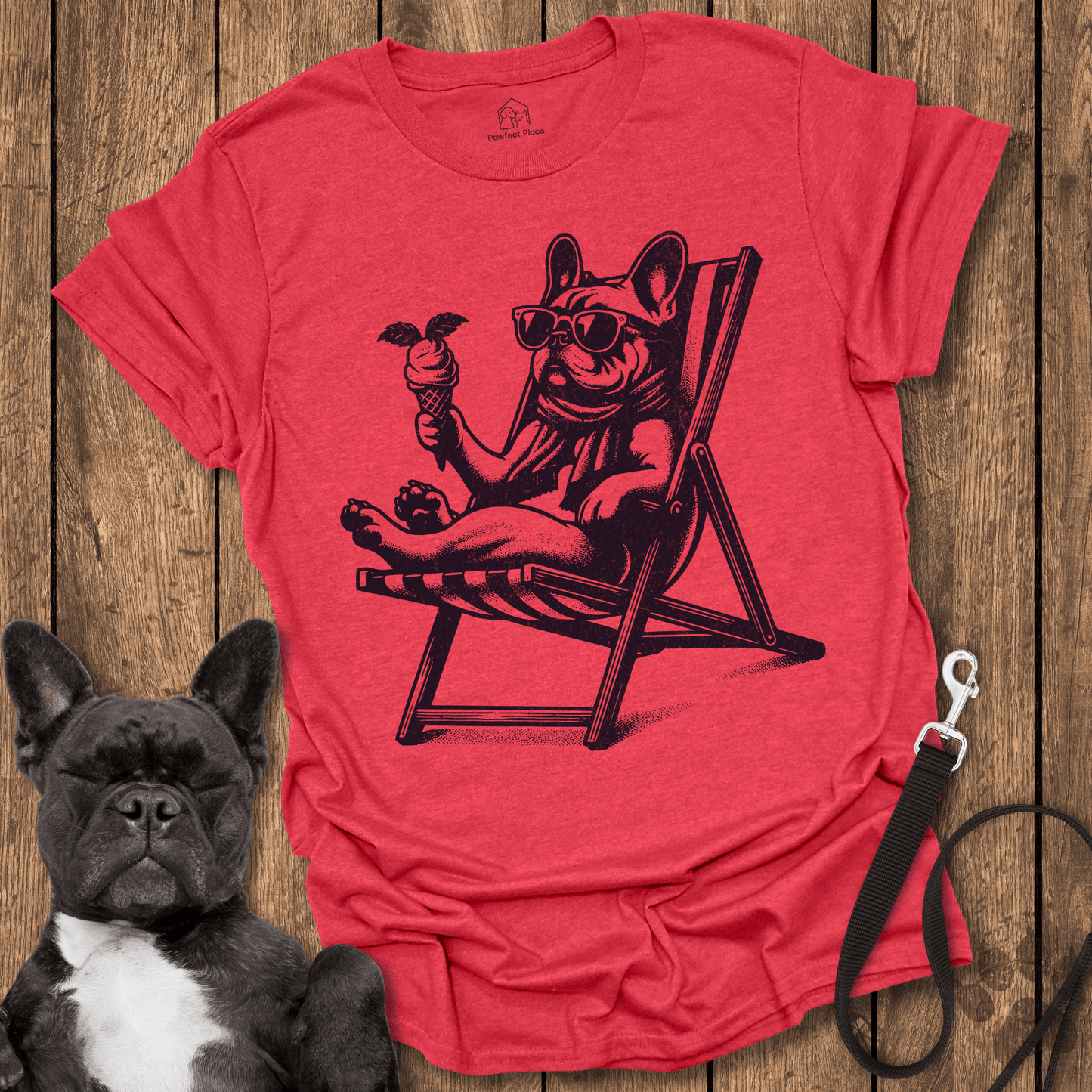 Frenchie Chilling With An Ice - Cream - Frenchie Tee - PawfectPlace